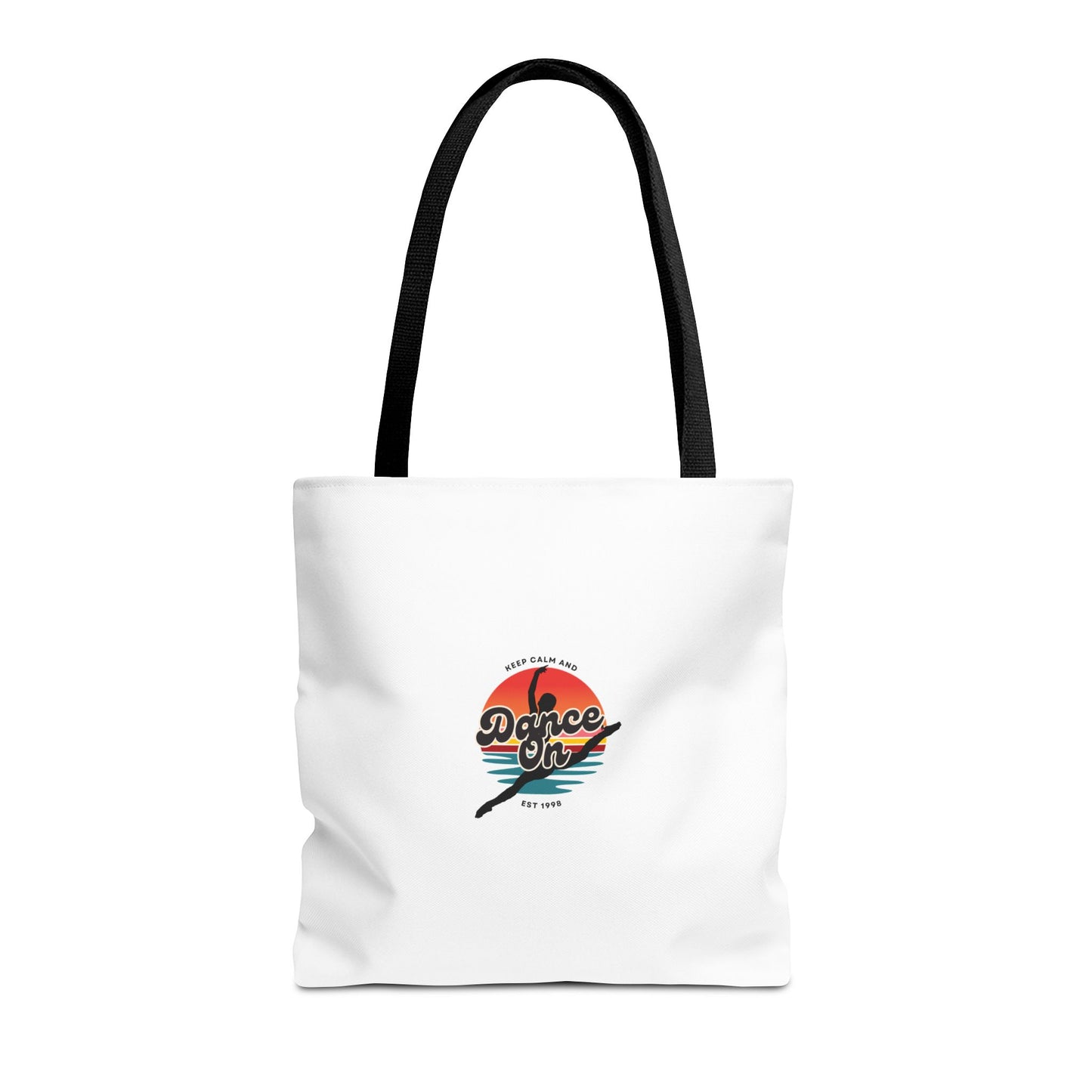 "Keep Calm and Dance On" Canvas Tote Bag – Retro Dance Graphic, Durable Shopping & Everyday Dance Bag