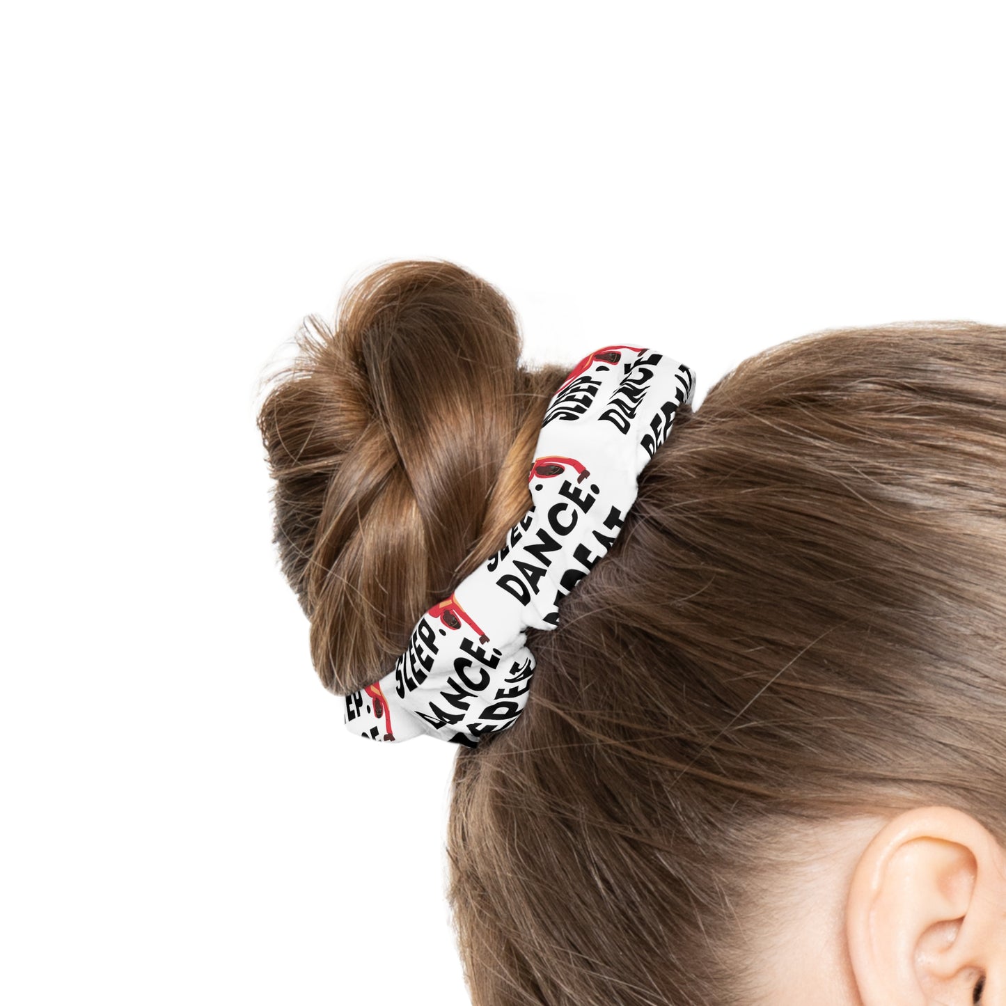 “Eat Sleep Dance Repeat” Scrunchie – Hip-Hop Dance Hair Accessory with Bold B-Boy Graphic