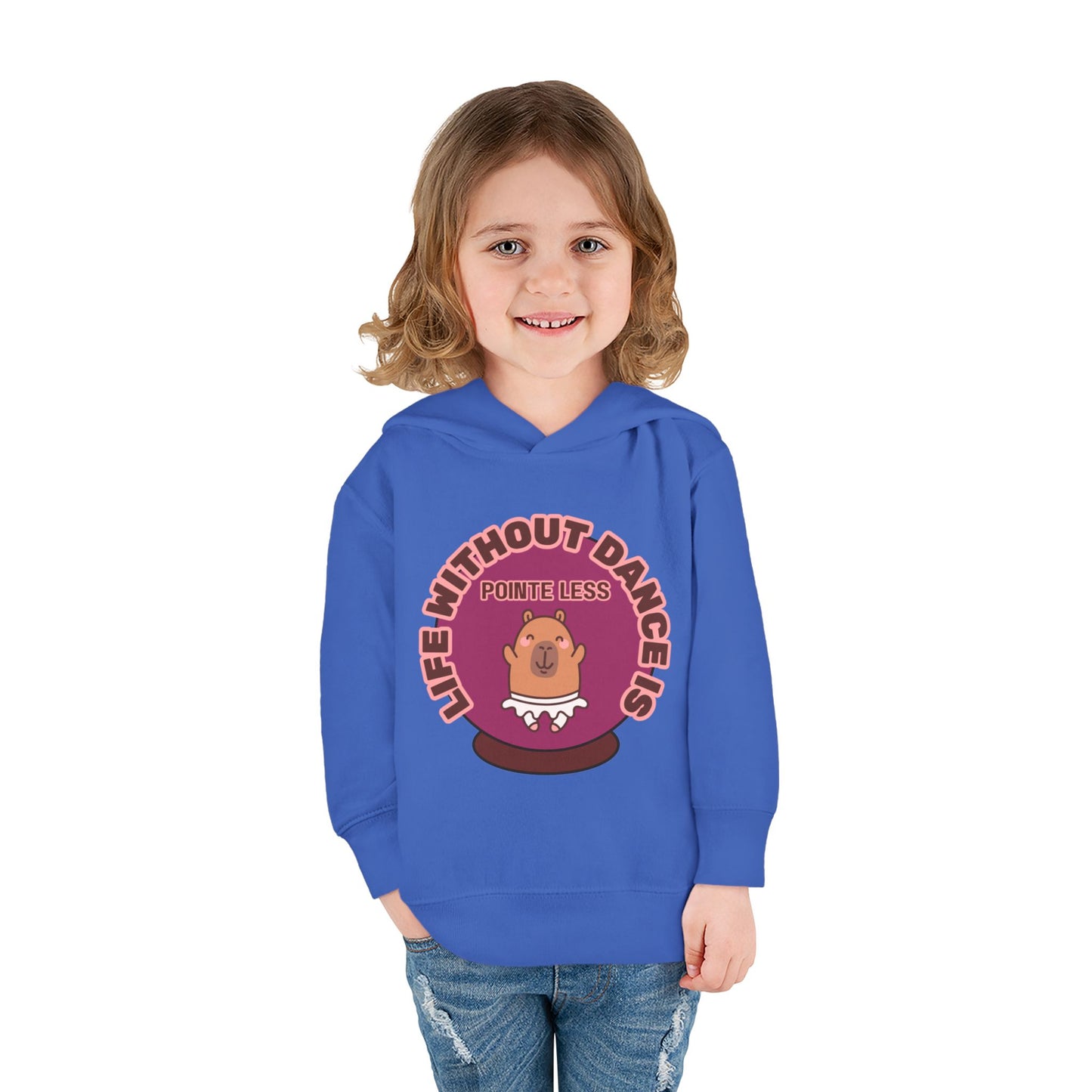 "Life Without Dance Is Pointeless" Toddler Fleece Dance Hoodie – Cute Dancing Capybara Graphic Pullover for Kids