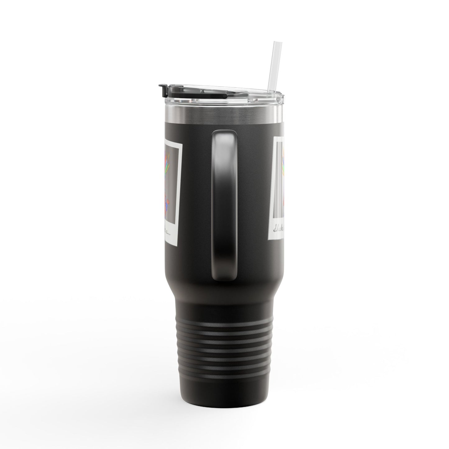 "Shake It Like a..." 40oz Insulated Travel Mug – Carnival Samba Dancer Graphic | Fun Dance-Themed Stainless Steel Tumbler for Hot & Cold Drinks