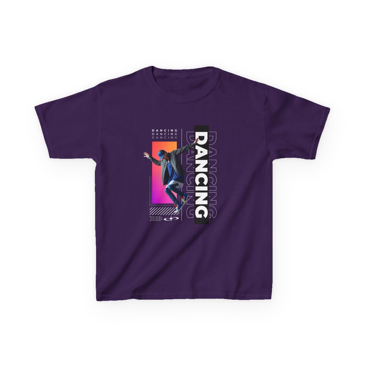 “Dancing” Youth Short Sleeve T-Shirt – Streetwear-Inspired Male Dancer Graphic – Stylish Kids Dance Apparel Tee