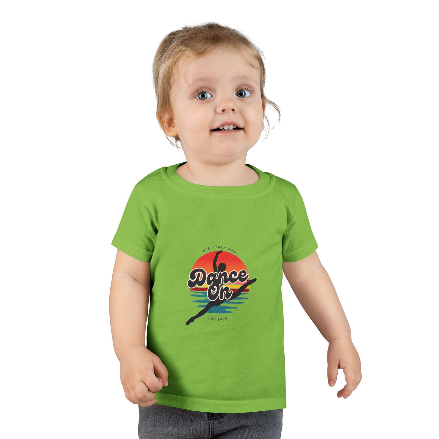 "Keep Calm and Dance On" Toddler Dance T-Shirt – Retro Graphic Short Sleeve Tee for Kids