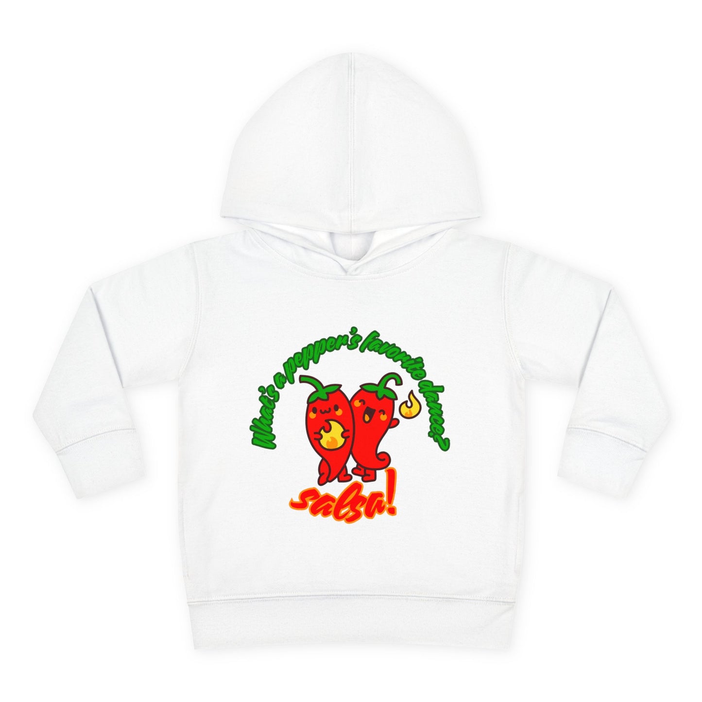 "What's a Pepper's Favorite Dance? Salsa!" Toddler Fleece Dance Hoodie – Funny Colorful Pullover for Kids