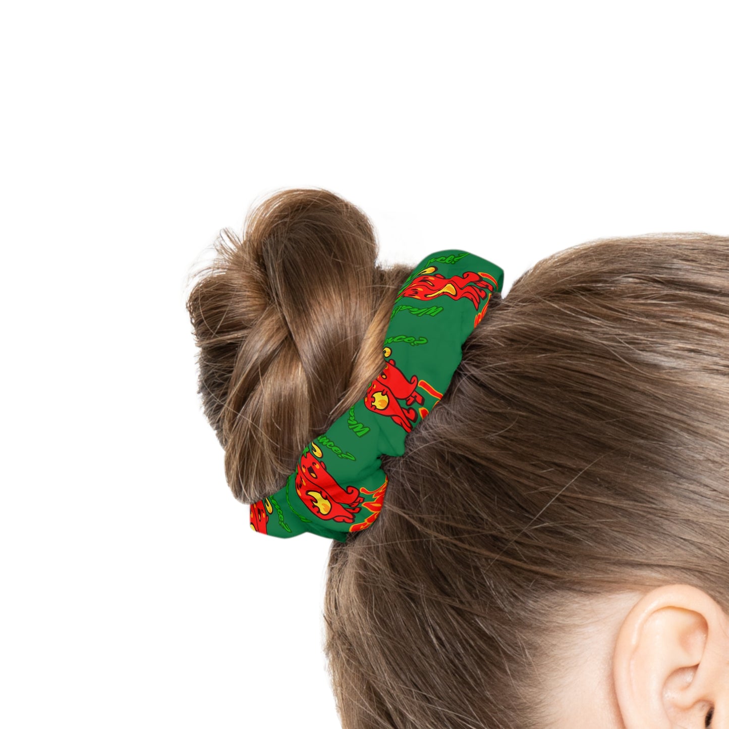 “What's a Pepper's Favorite Dance? Salsa!” Scrunchie – Funny Dance Pun Hair Accessory with Cute Pepper Graphic