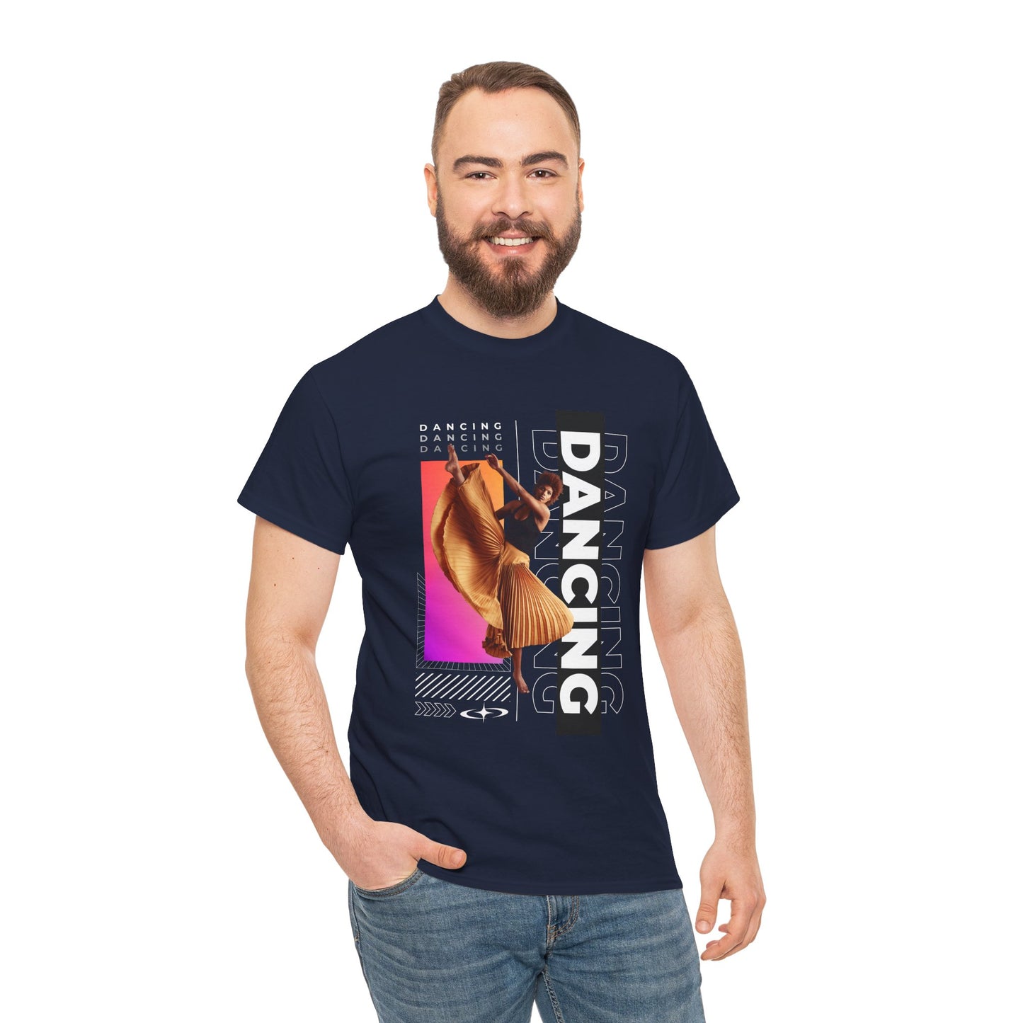 “Dancing” Streetwear-Inspired Female Dancer Unisex Heavy Cotton Tee – Urban Dance Graphic T-Shirt for Performers and Dance Lovers