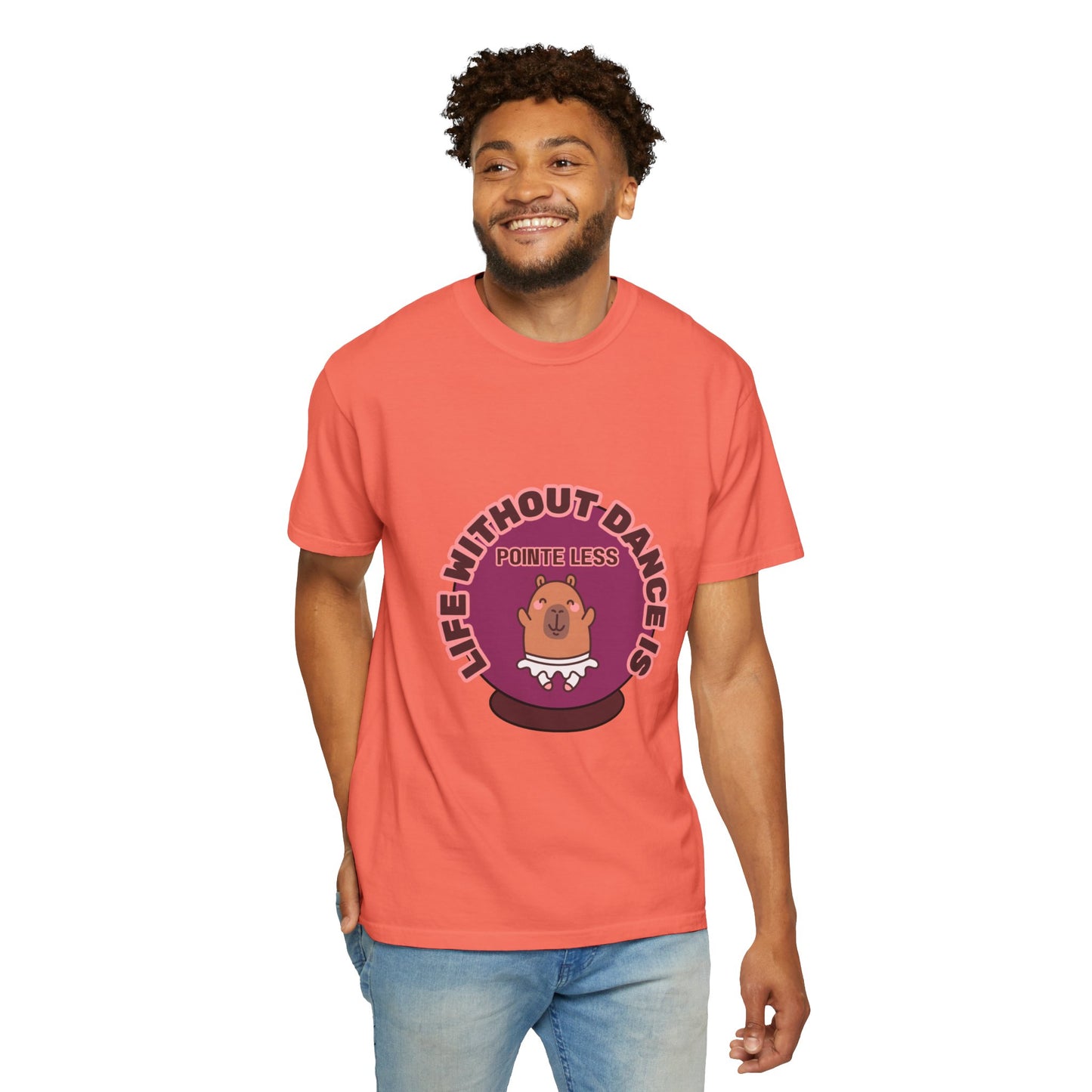"Life Without Dance is Pointeless" Unisex Garment-Dyed T-Shirt – Cute Dancing Capybara Graphic Tee – Funny Dance Shirt for Animal Lovers & Performers