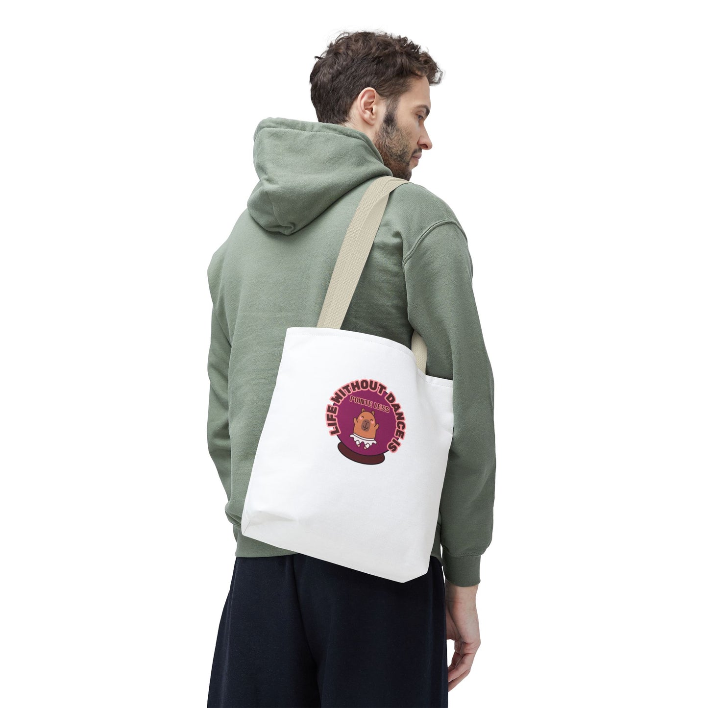 "Life Without Dance Is Pointeless" Capybara Canvas Tote Bag – Funny Dance Pun Tote for Dancers & Animal Lovers