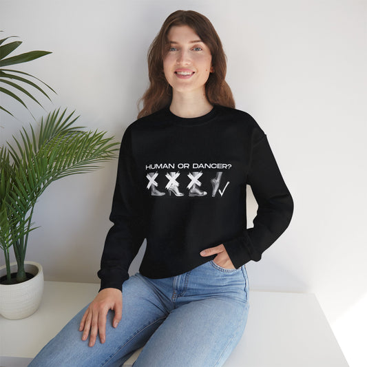 “Human or Dancer” X-Ray Pointe Shoe Sweatshirt – Cute Ballet-Inspired Unisex Heavy Blend Crewneck with Optional Name or Studio Personalization