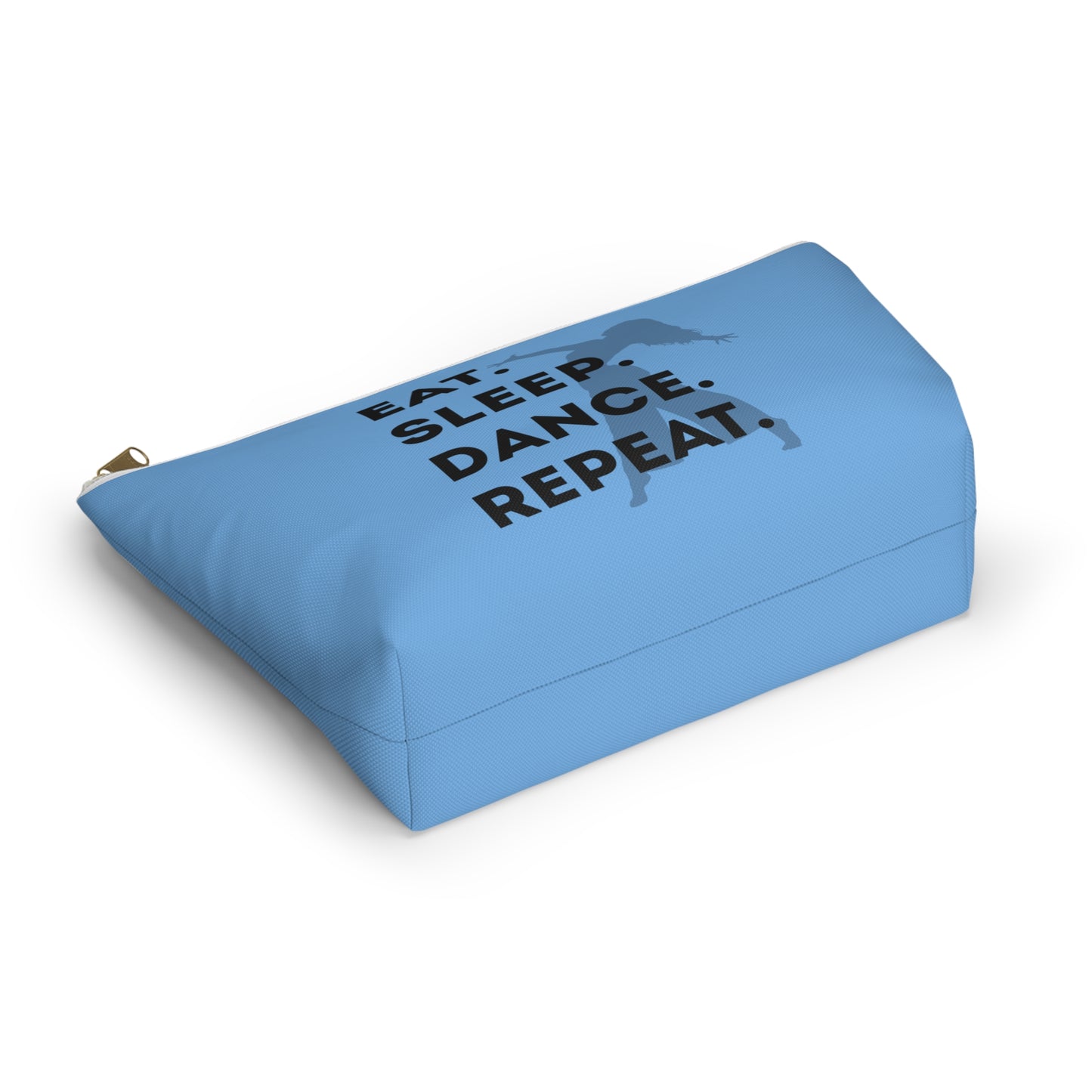 “Eat Sleep Dance Repeat” Makeup Bag – Bold Dancer Graphic – Dance-Themed Zipper Pouch for Cosmetics, Accessories & Travel Essentials
