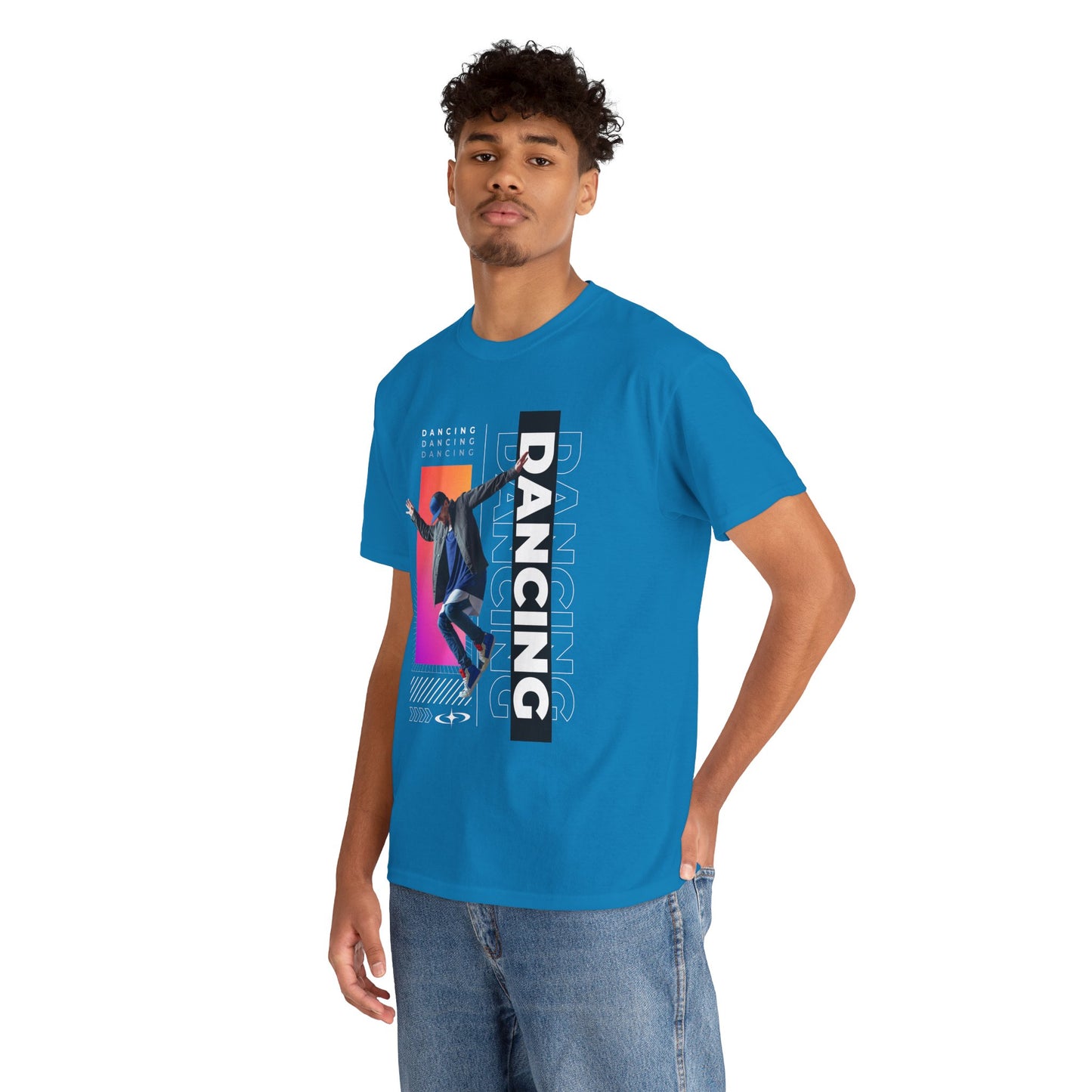 “Dancing” Streetwear-Inspired Male Dancer Unisex Heavy Cotton Tee – Urban Dance Graphic T-Shirt for Performers and Dance Lovers