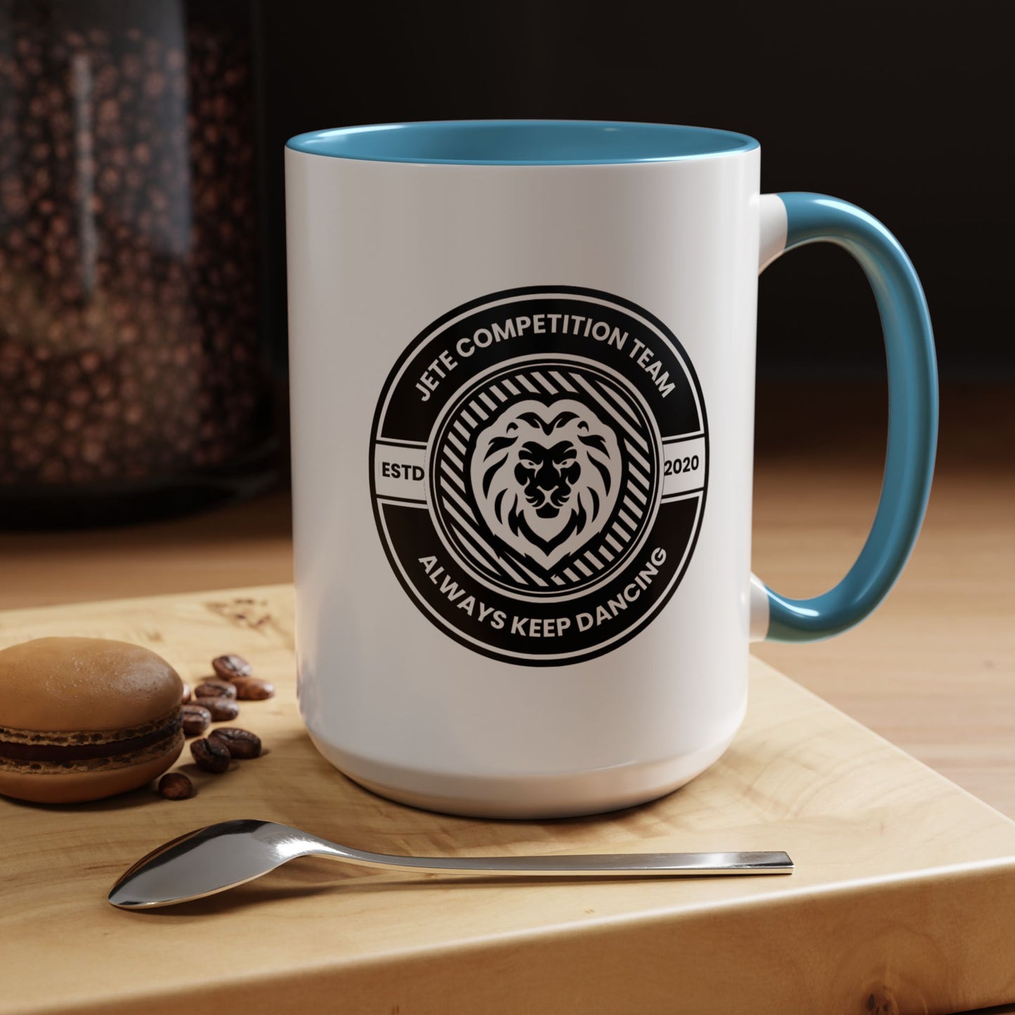 "Jeté Competition Team – Always Keep Dancing" Accent Coffee Mug – Collegiate Style Ceramic Mug for Dancers and Studio Teams