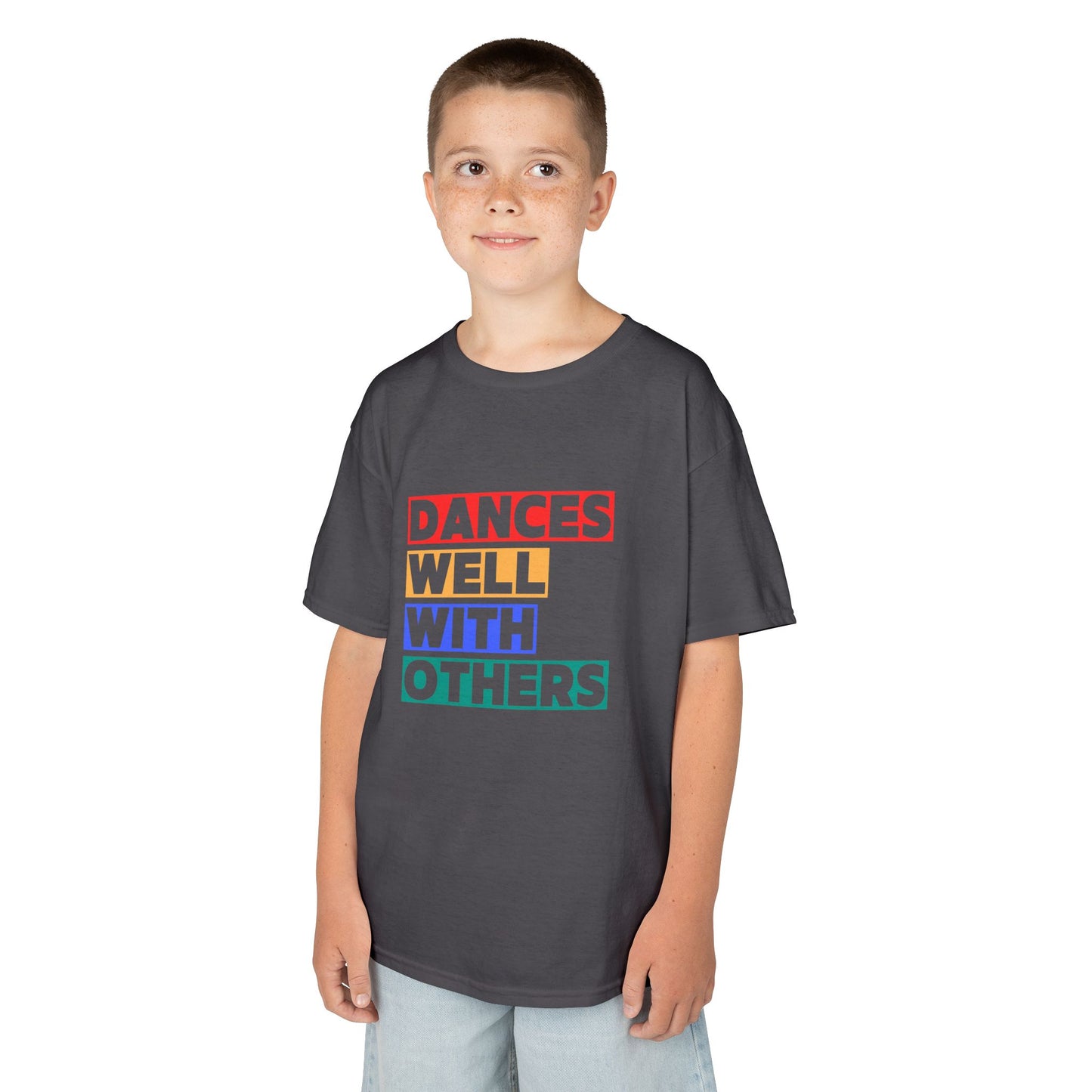 "Dances Well With Others" Kids Heavy Cotton™ Tee – Dance-Inspired Graphic Tee for Kids