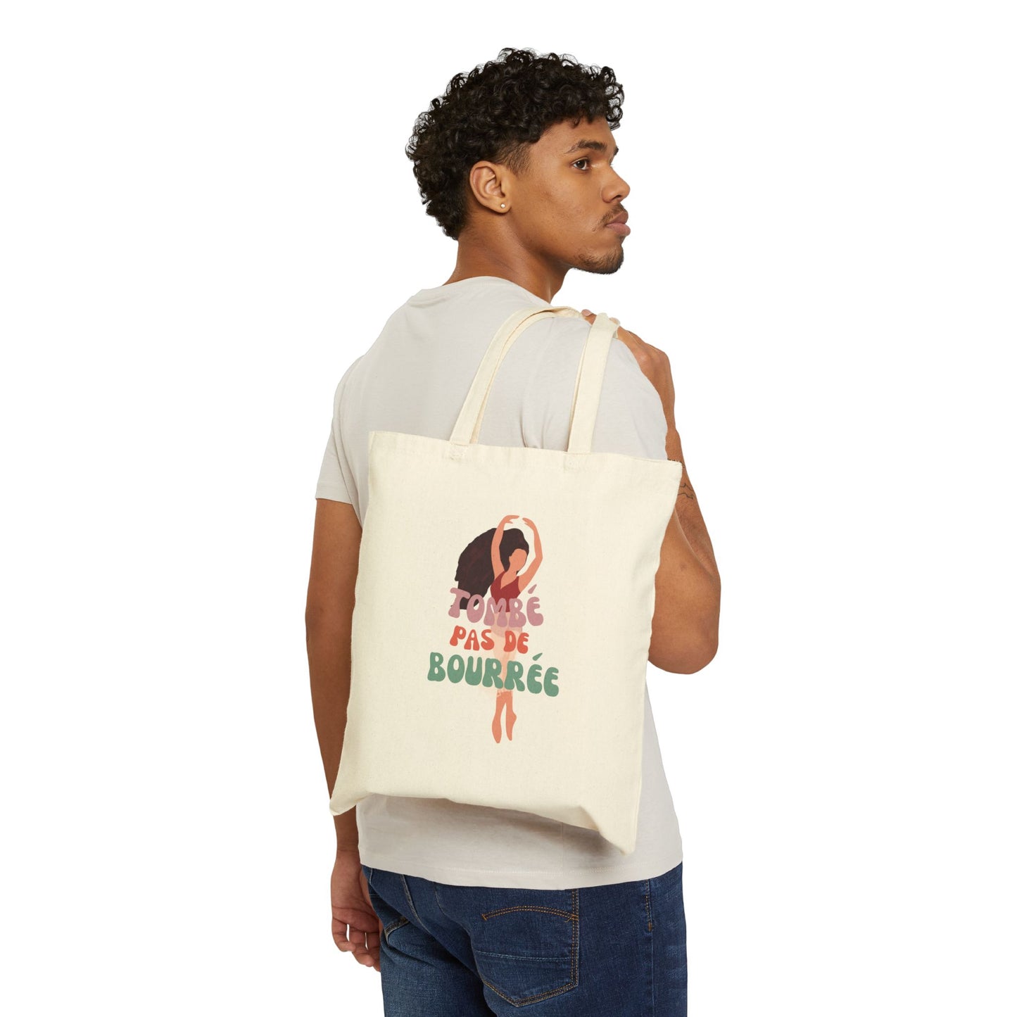 "Tombé Pas de Bourrée" Canvas Tote Bag – Ballet Dancer Graphic Dance Tote for Ballet Lovers & Dance Enthusiasts | Dance-Themed Reusable Bag