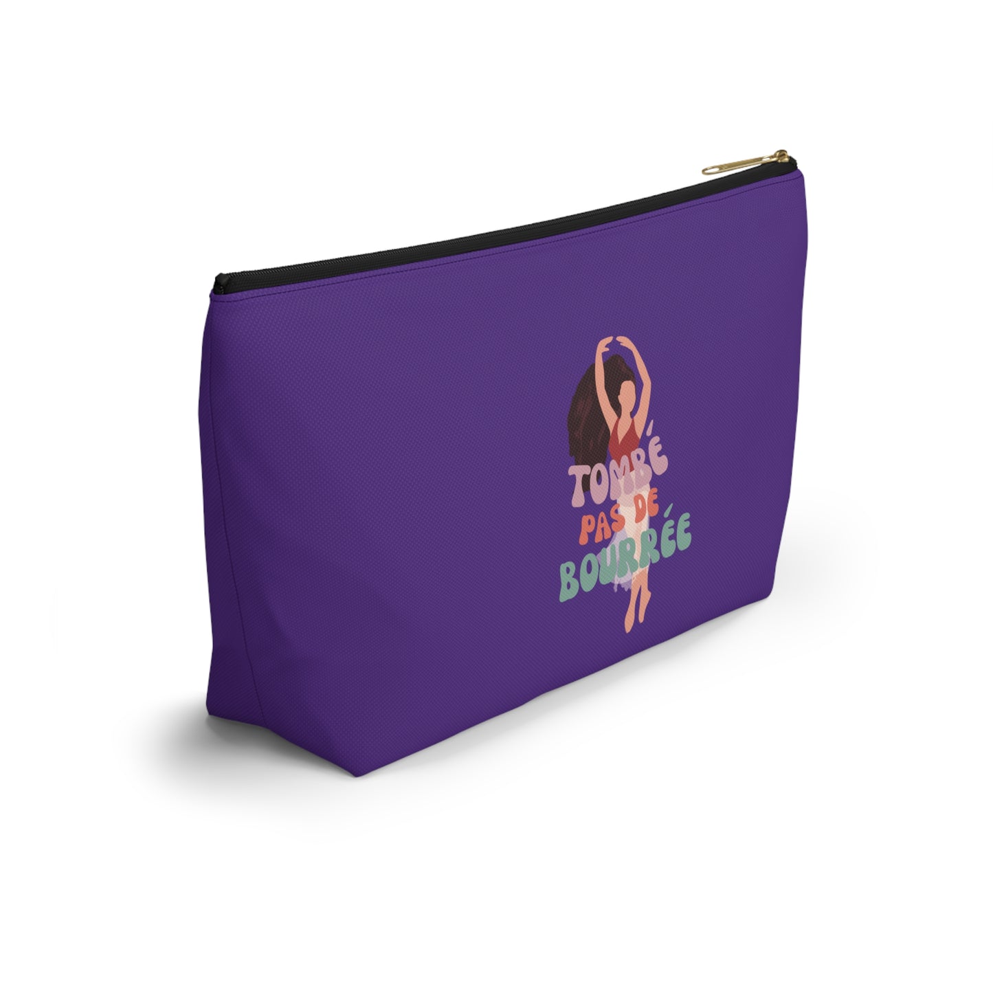 "Tombé Pas de Bourrée" Makeup Bag – Elegant Ballet Dancer Graphic – Ballet-Themed Zipper Pouch for Cosmetics, Accessories & Dance Gifts