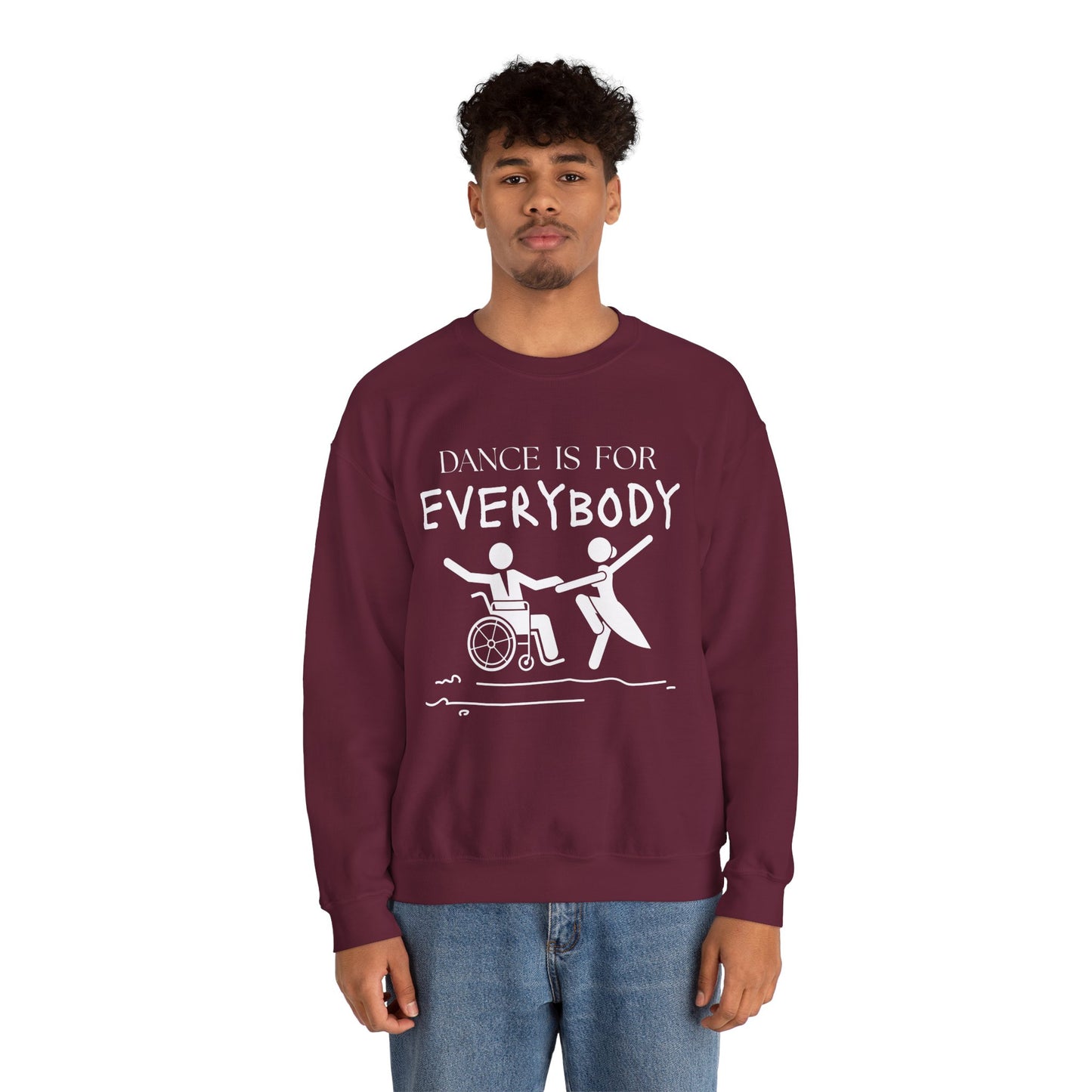 “Dance Is for Everybody” Inclusive Dance Sweatshirt – Unisex Heavy Blend Crewneck with Optional Name or Studio Personalization