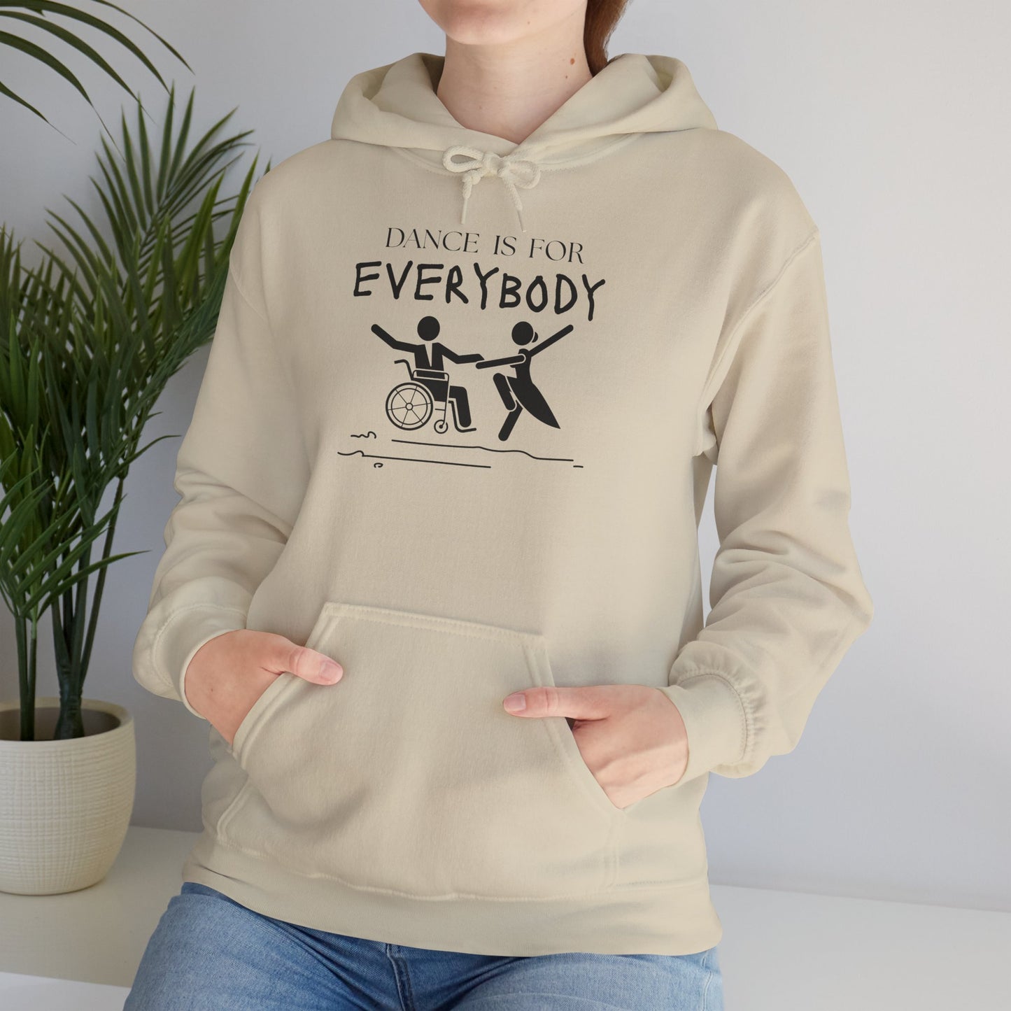 "Dance Is for Everybody" Unisex Hoodie – Inclusive Dance-Themed Hoodie for Teens and Adults with Personalization Option on Sleeve