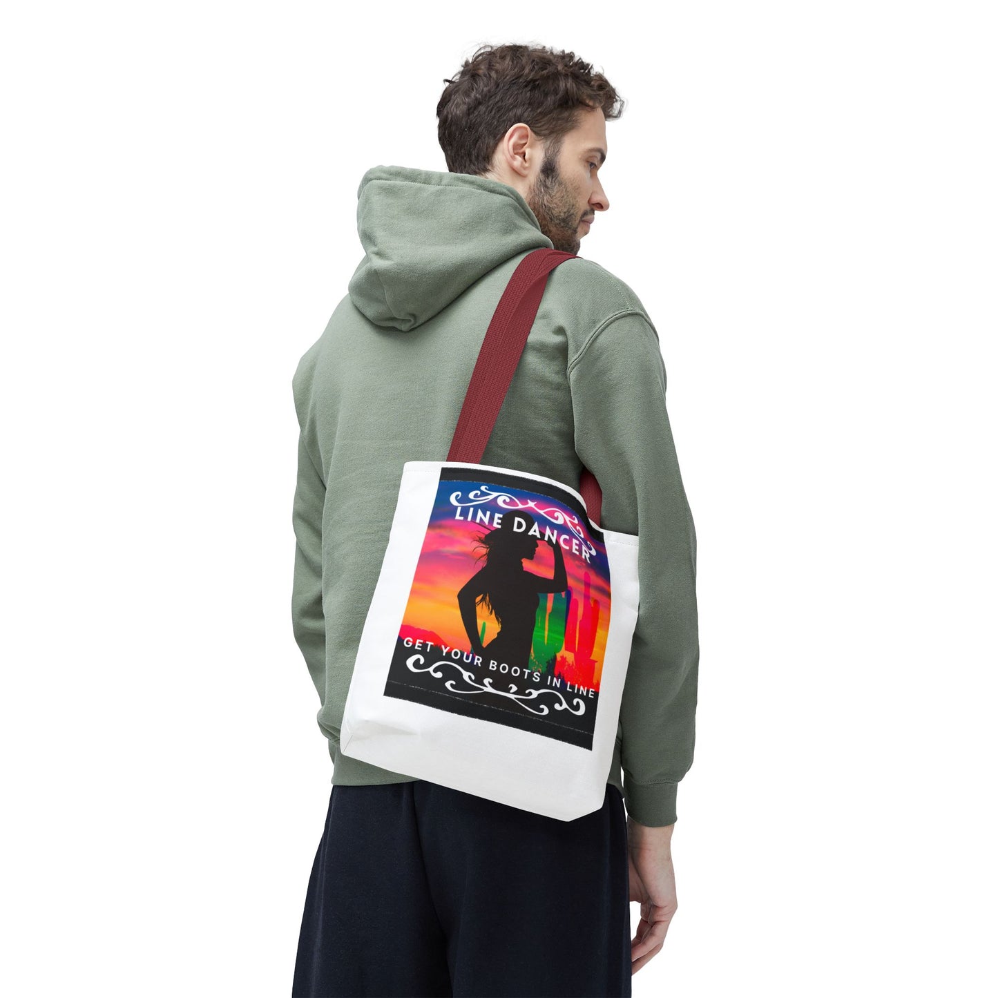"Line Dancer, Boots on the Ground” Canvas Tote Bag – Cowgirl Graphic | Western Dance Bag for Country Lovers & Line Dancing Fans