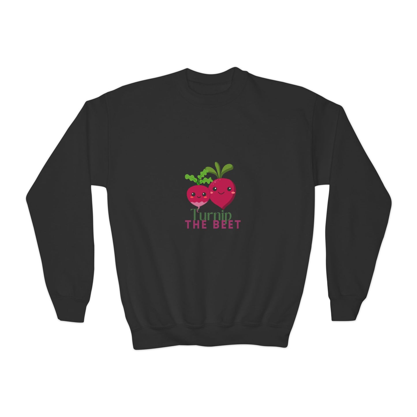 "Turnip the Beet" Youth Crewneck Dance Sweatshirt – Cute Veggie Graphic Pullover for Dancers & Kids 🥕🩰🌈