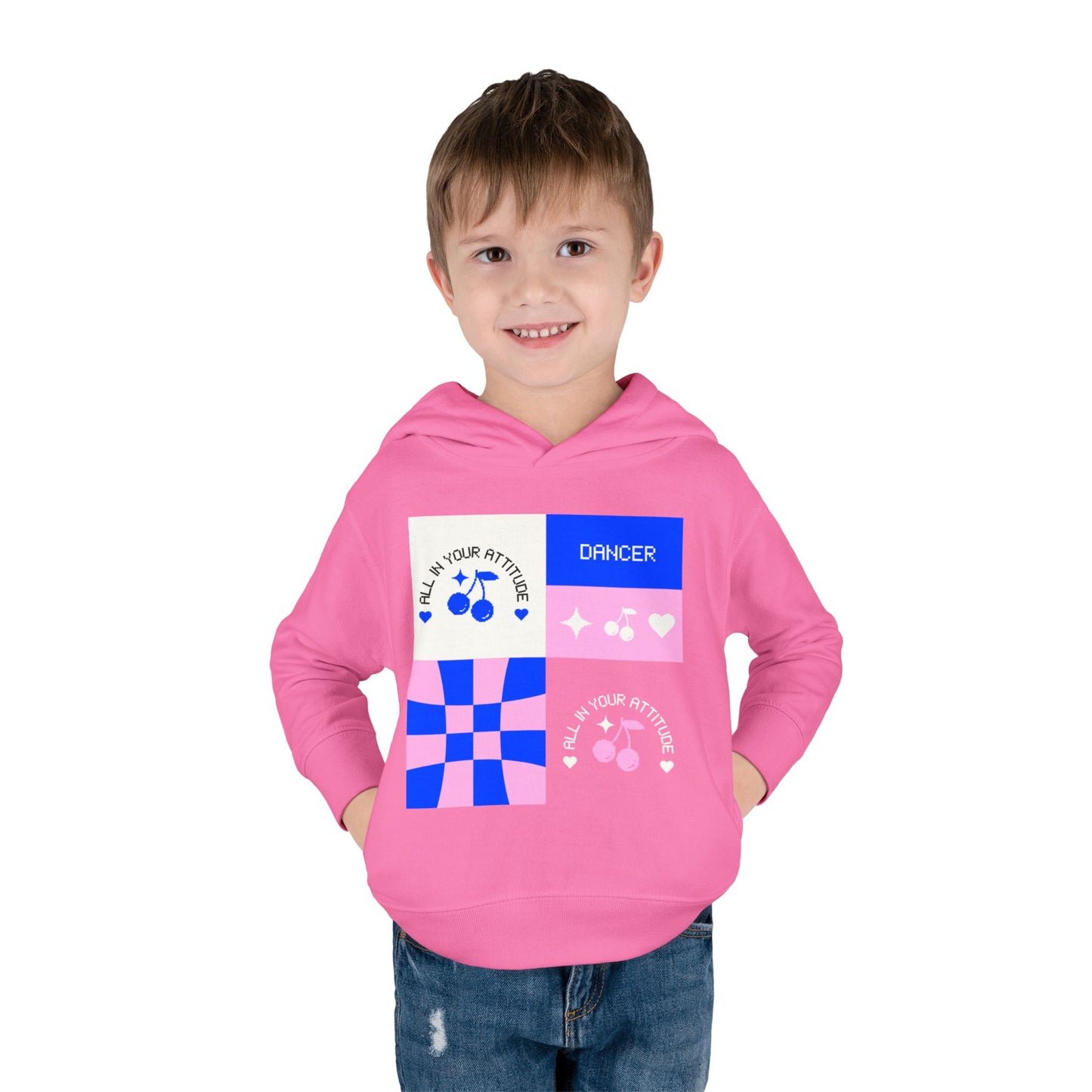 "Dancer – All in Your Attitude" Toddler Pullover Hoodie – Retro Dance Graphic Fleece Sweatshirt for Kids