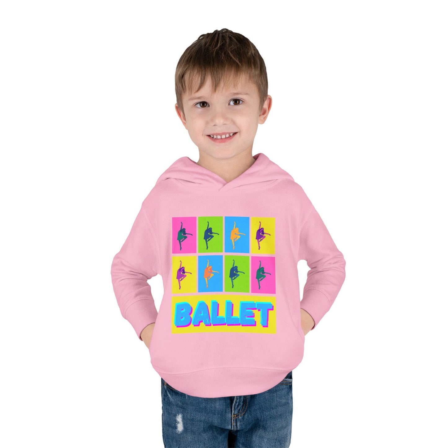 “Ballet" Toddler Pullover Hoodie – Pop Art Inspired Dance Graphic Sweatshirt with Ballet Dancer Design for Kids