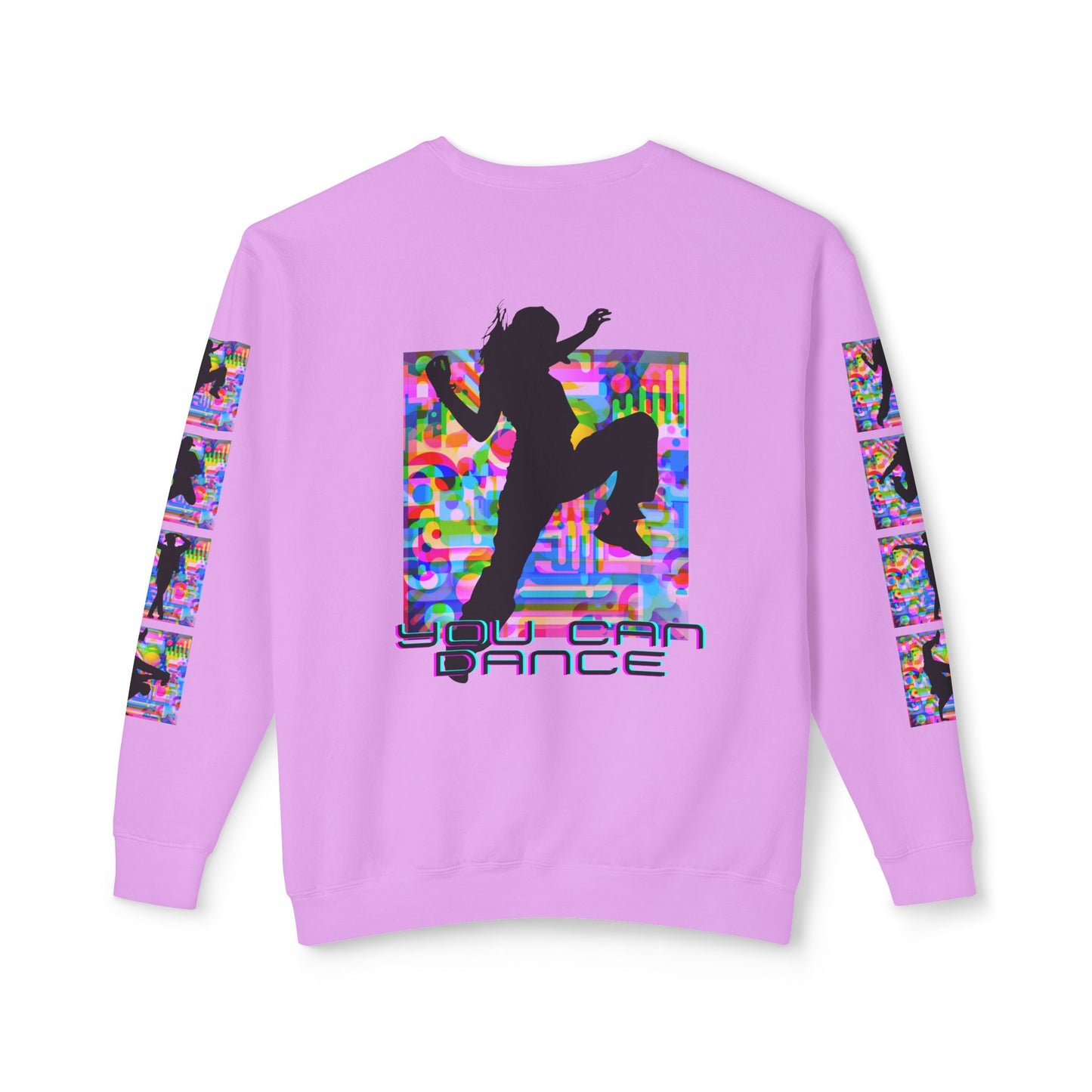 Levels Premium Collection Dance Crewneck Sweatshirt – Vibrant Unisex Streetwear Pullover with "Levels Pictures Textures" Front Text and Dancer Silhouettes on Sleeves