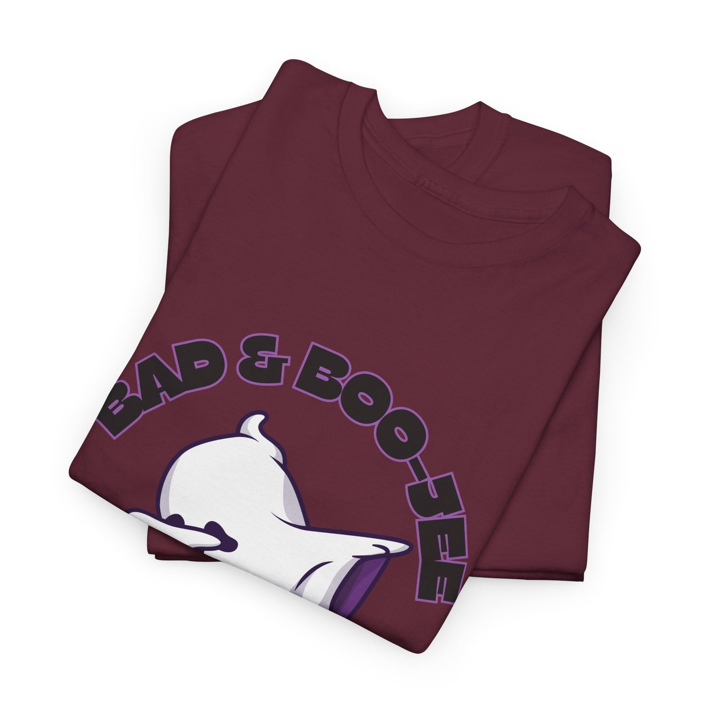 “Bad & Boo-jee” Funny Halloween Dance T-Shirt with Cute Ghost Dab Graphic - Unisex Heavy Cotton Tee