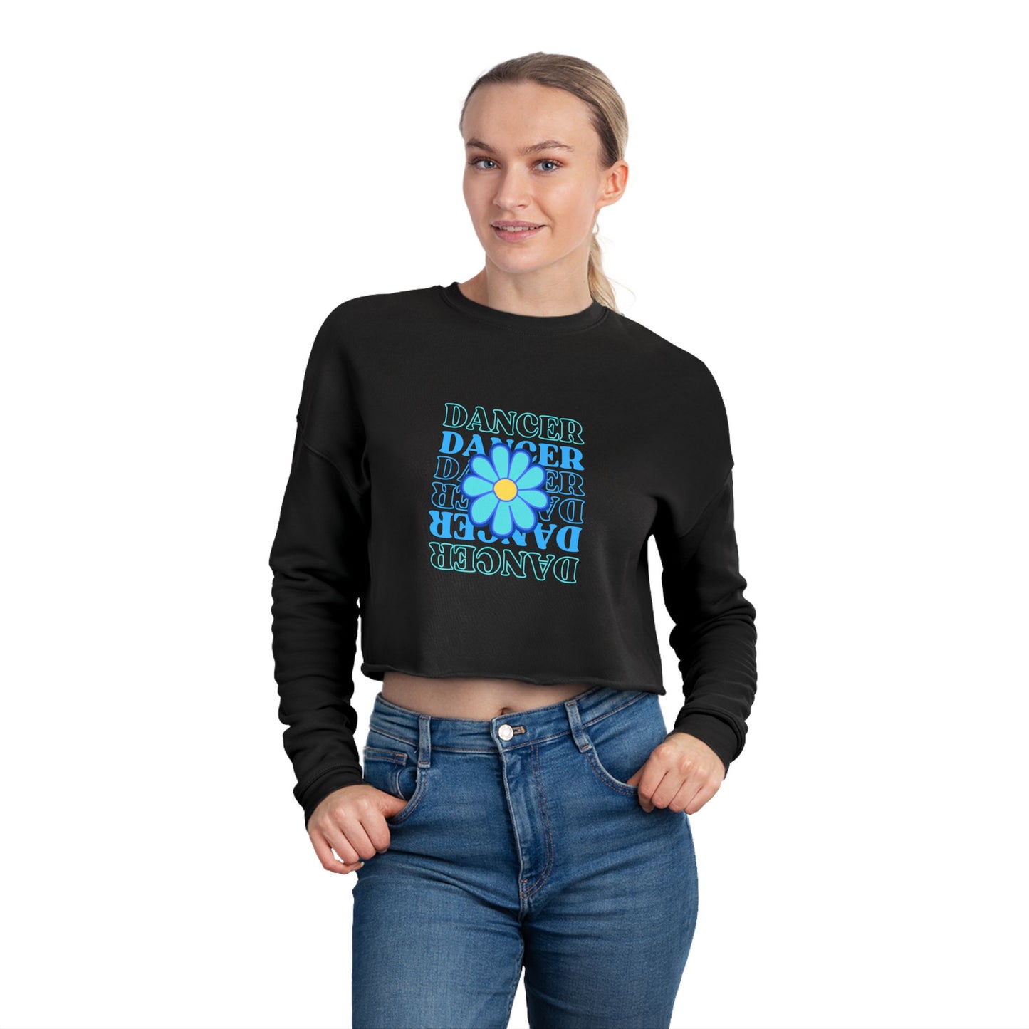 "Dancer" Floral Text Graphic – Women’s Cropped Fleece Sweatshirt