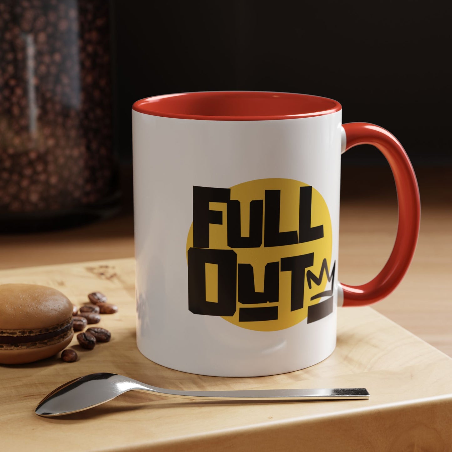 "Full Out" Accent Coffee Mug – Streetwear Dance Mug with Crown Graphic for Dancers
