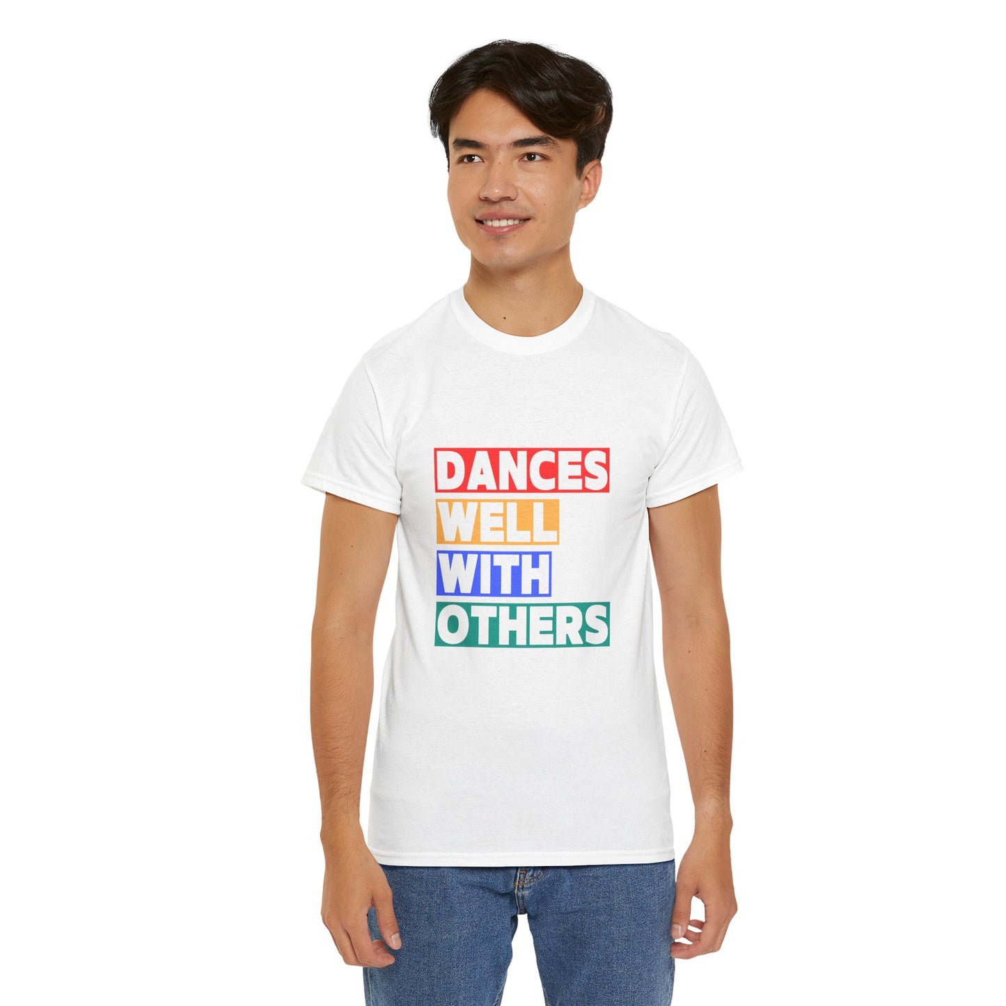 "Dances Well With Others" Unisex Heavy Cotton T-Shirt – Dance-Inspired Graphic Tee for Adults & Kids