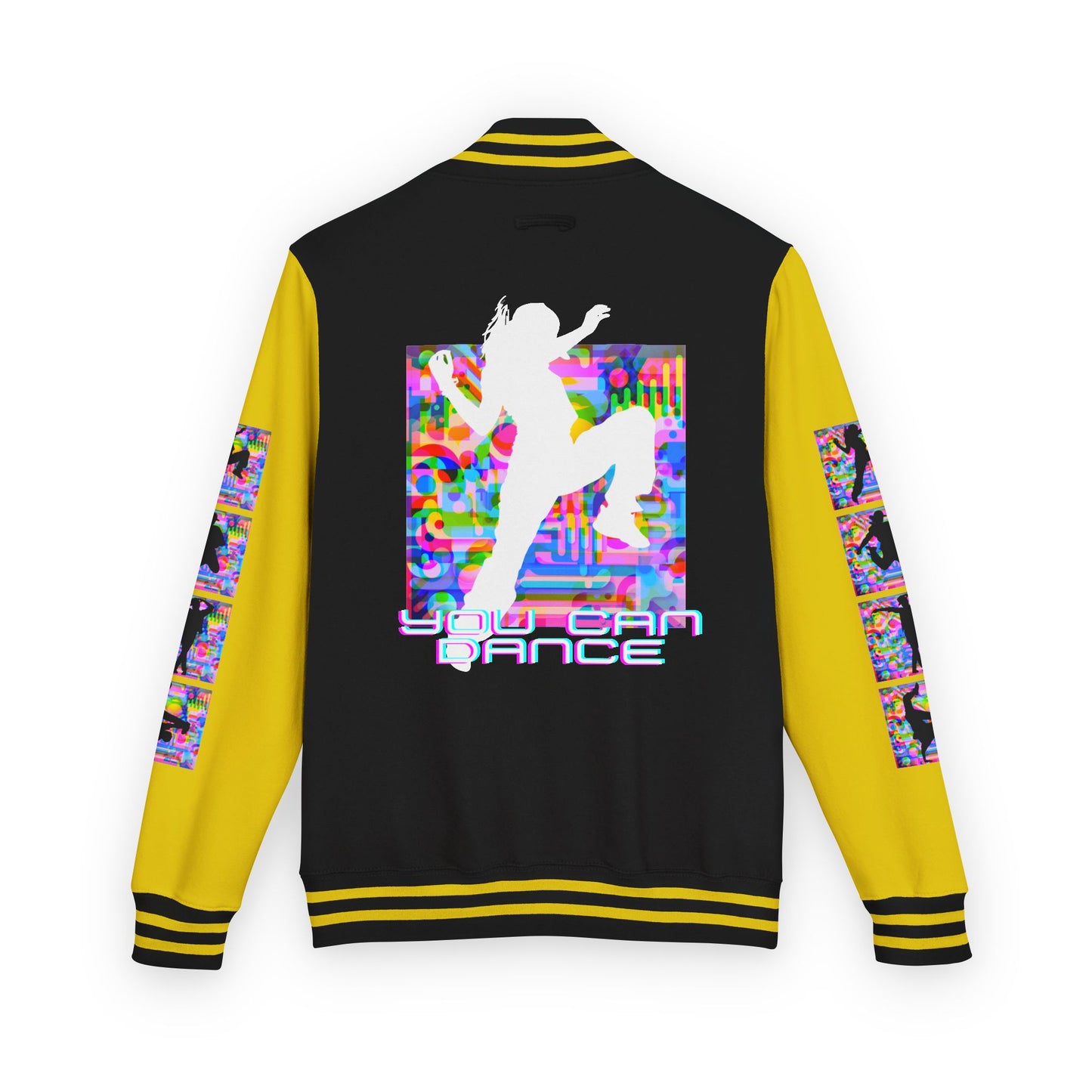 Levels Premium Collection Dance Letterman Jacket β Colorful Unisex Streetwear Varsity Jacket with "Levels Pictures Textures" Front and Dancer Silhouette Back Graphic