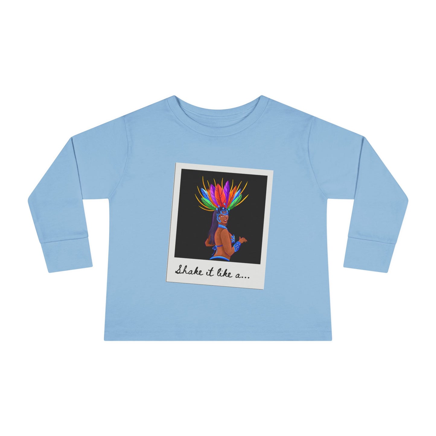 "Shake It Like a…” Toddler Long Sleeve Tee – Samba Dancer Graphic Shirt for Kids