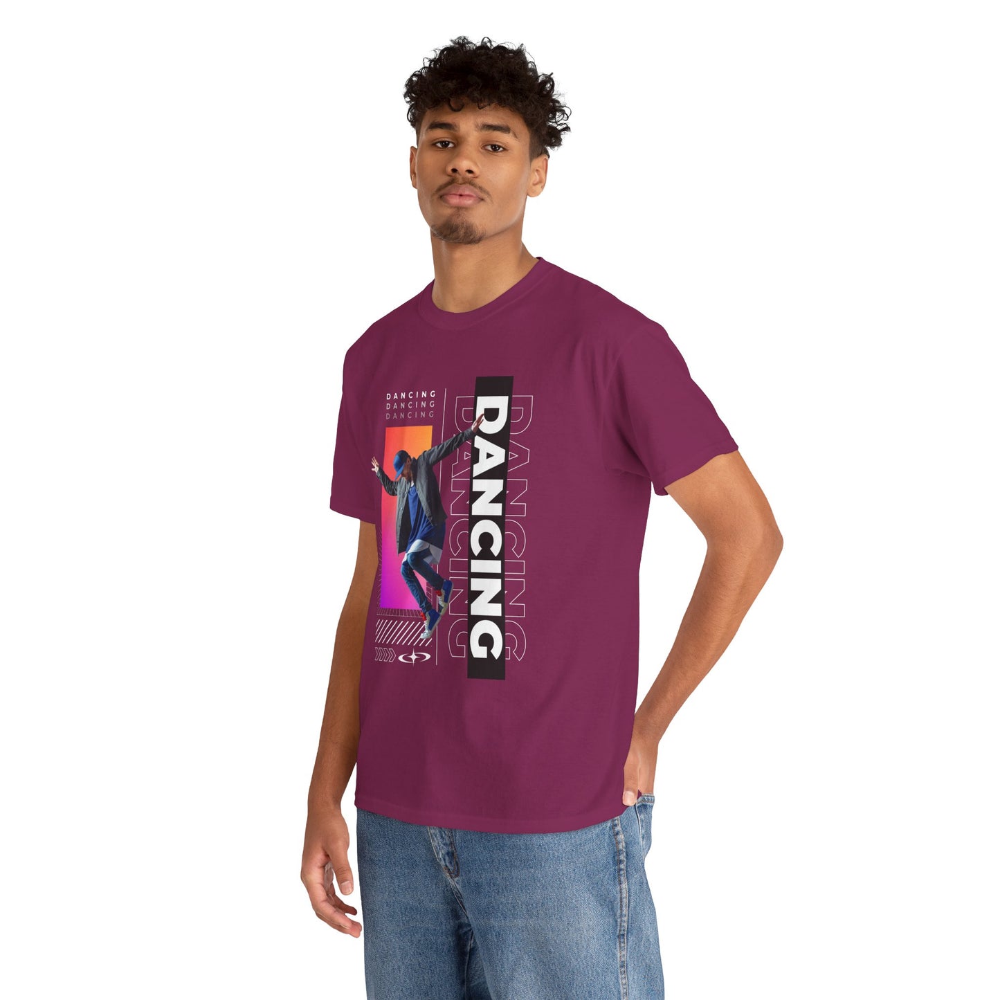 “Dancing” Streetwear-Inspired Male Dancer Unisex Heavy Cotton Tee – Urban Dance Graphic T-Shirt for Performers and Dance Lovers