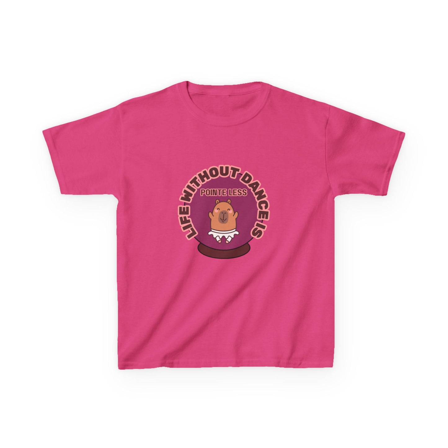 "Life Without Dance Is Pointeless" Youth Dance T-Shirt – Cute Capybara Ballerina Graphic Tee for Kids