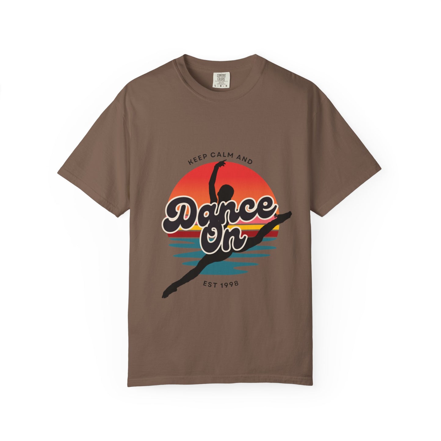 "Keep Calm and Dance On" Unisex Garment-Dyed T-Shirt – Retro Dance Graphic Tee – Vintage-Inspired Comfort Shirt for Dancers