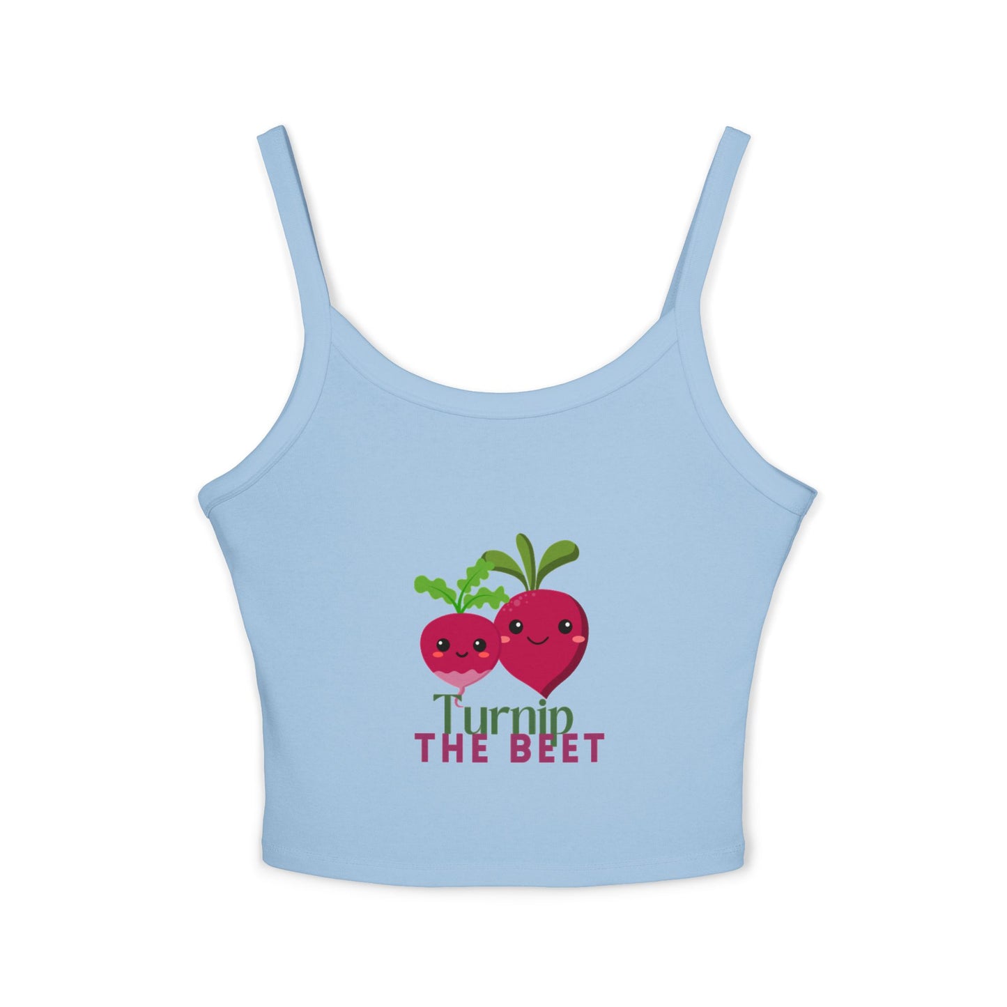 "Turnip the Beet" Women’s Spaghetti Strap Tank Top – Cute Veggie Dance Graphic | Funny Dance Pun Shirt for Dancers & Music Lovers