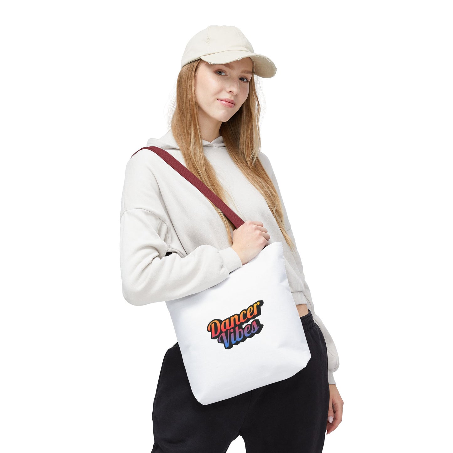 "Dancer Vibes" Canvas Tote Bag – Bold Dance-Themed Text Graphic Bag for Dancers, Students & Everyday Use