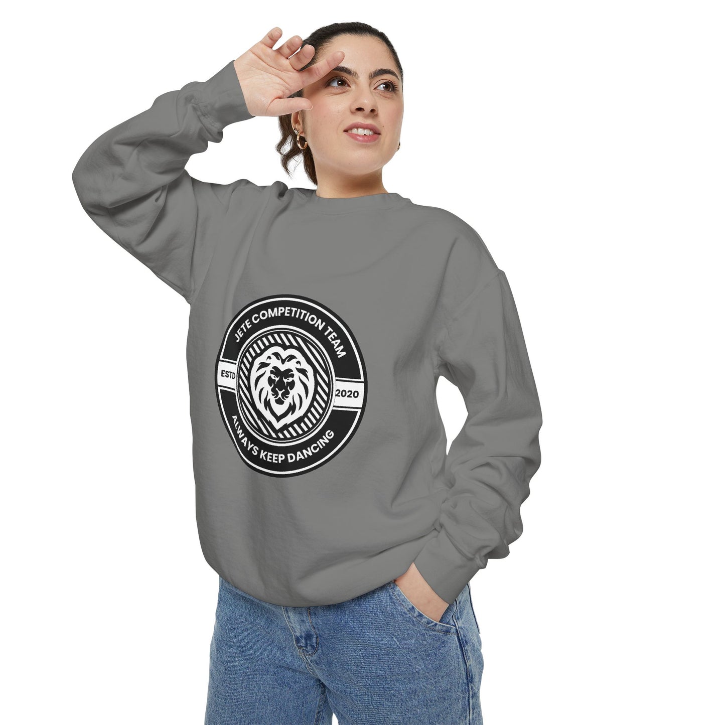 "Jeté Competition Team – Always Keep Dancing" Unisex Lightweight Crewneck Sweatshirt – Collegiate-Inspired Dance Team Pullover for Dancers & Studio Spirit Wear