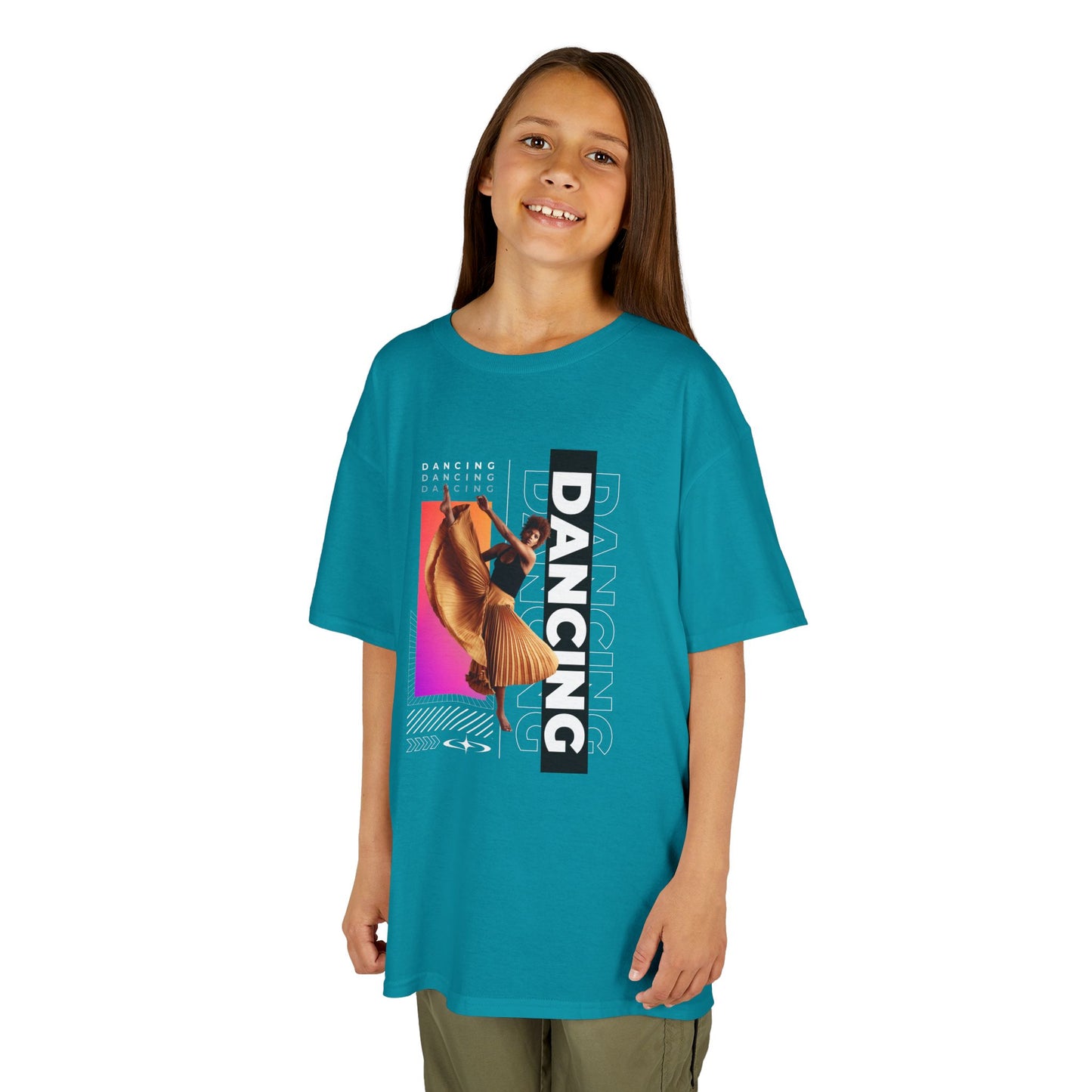 "Dancing" Youth Short Sleeve T-Shirt – Streetwear-Inspired Female Dancer Graphic – Stylish Dance Apparel for Kids