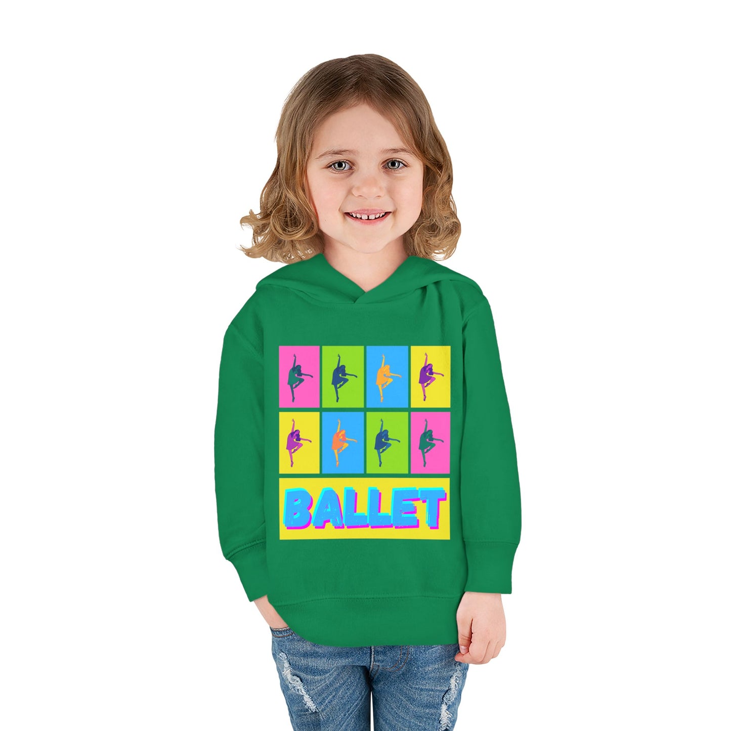 “Ballet" Toddler Pullover Hoodie – Pop Art Inspired Dance Graphic Sweatshirt with Ballet Dancer Design for Kids