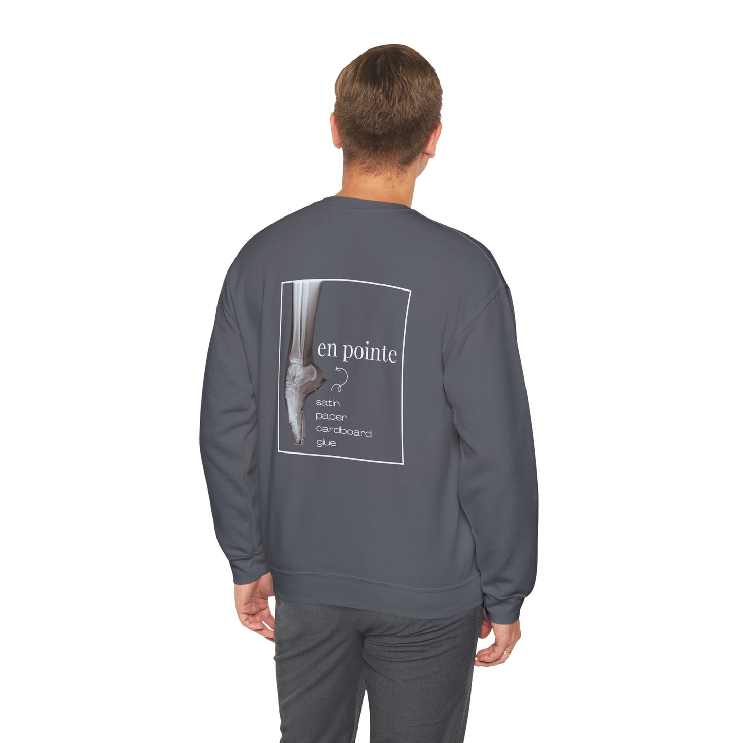 “I Dance en Pointe” - Optional Personalized Sleeve - Ballet Unisex Heavy Blend™ Crewneck Sweatshirt with Front and Back Print