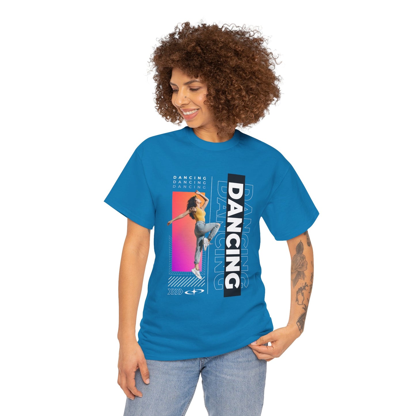 “Dancing” Streetwear-Inspired Female Dancer Unisex Heavy Cotton Tee – Urban Dance Graphic T-Shirt for Performers and Dance Lovers