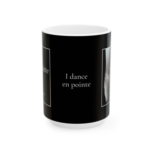 “I Dance En Pointe” Accent Coffee Mug – Ballet-Themed Personalized Mug with X-Ray Foot Design for Dancers, Teachers, and Ballet Lovers