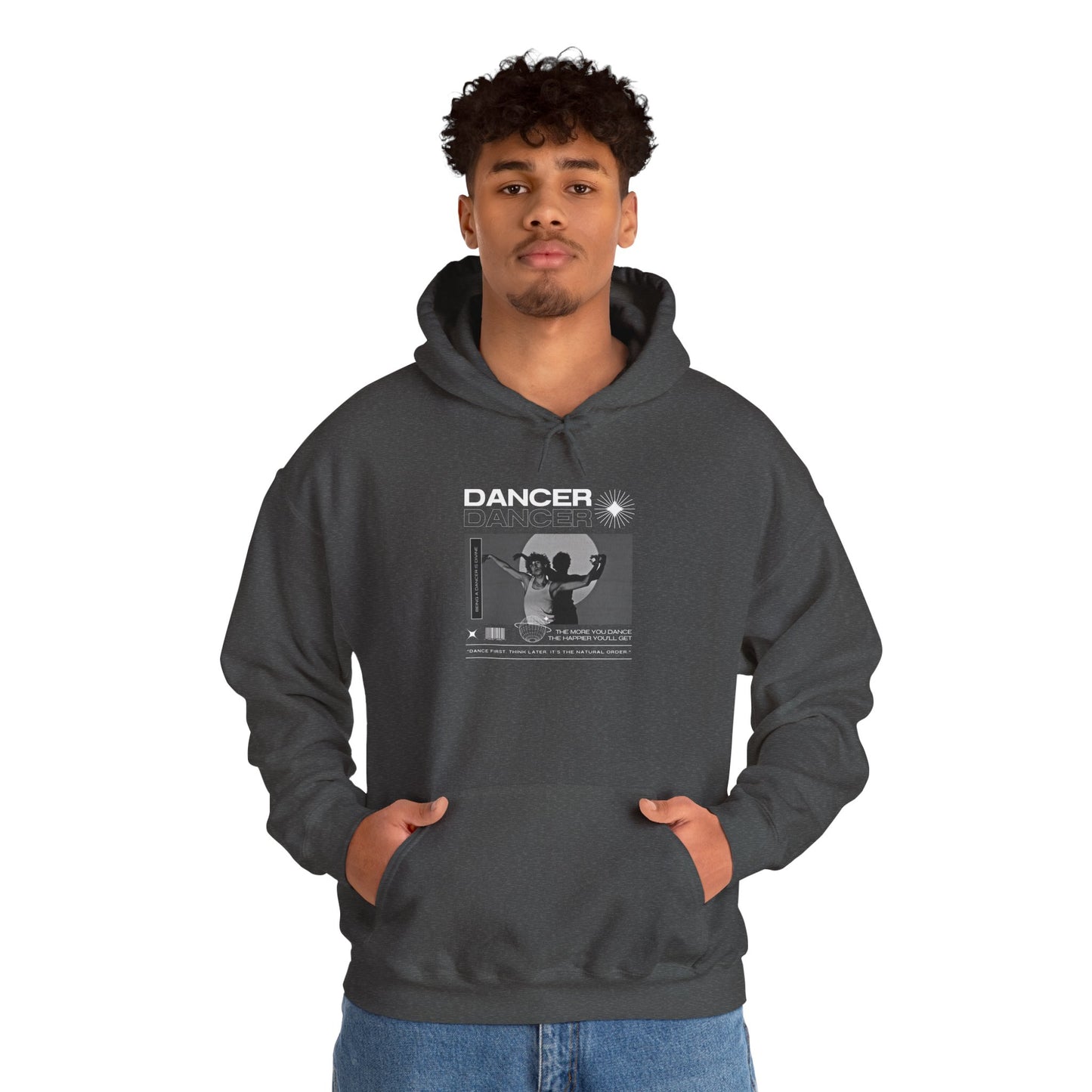 “Dancer” Contemporary Dancer in Spotlight Graphic | Streetwear-Inspired Dance Hoodie for Modern Dance Lovers - Unisex Heavy Blend™ Hooded Sweatshirt