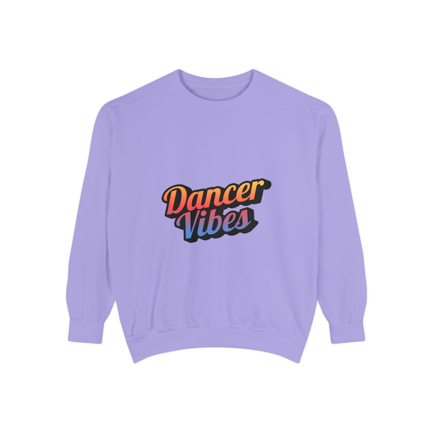 "Dancer Vibes" Unisex Lightweight Crewneck Sweatshirt – Colorful Text Graphic Pullover for Dance Lovers & Studio Style