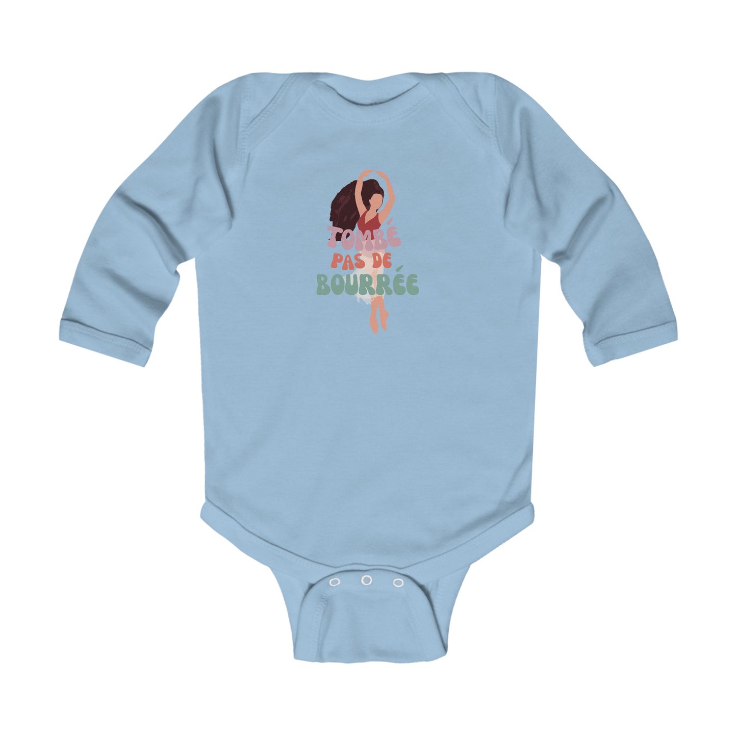 "Tombé Pas de Bourrée" Infant Long Sleeve Ballet Bodysuit – Cute Dance-Themed Baby Outfit for Future Ballerinas