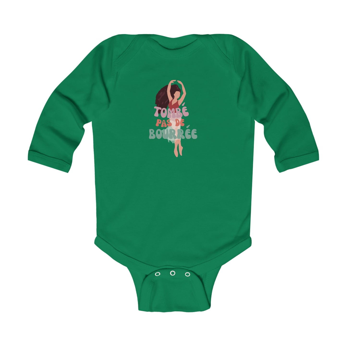 "Tombé Pas de Bourrée" Infant Long Sleeve Ballet Bodysuit – Cute Dance-Themed Baby Outfit for Future Ballerinas