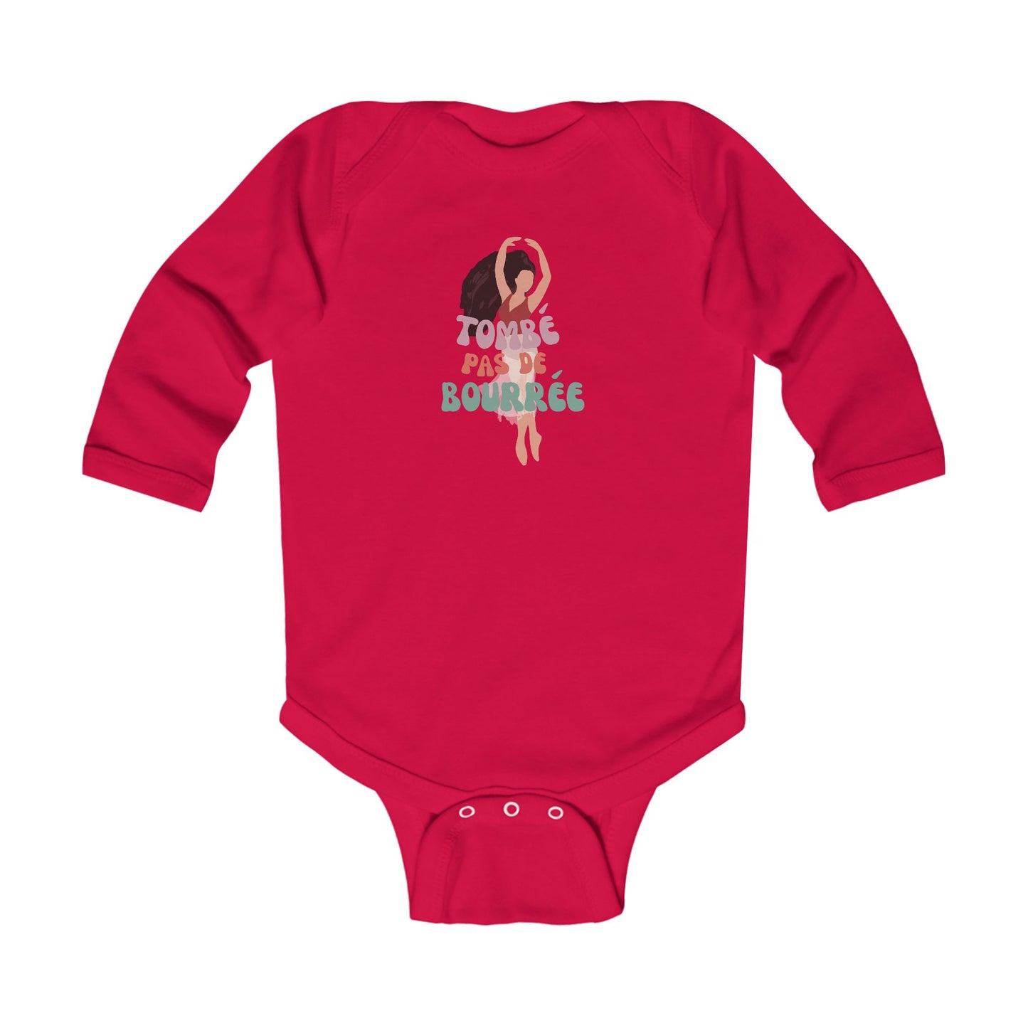 "Tombé Pas de Bourrée" Infant Long Sleeve Ballet Bodysuit – Cute Dance-Themed Baby Outfit for Future Ballerinas