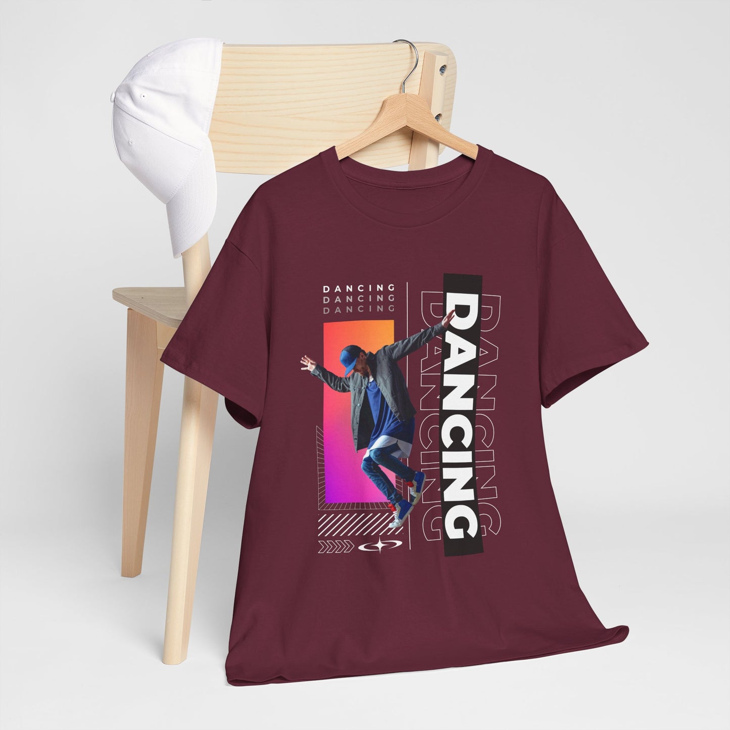 “Dancing” Streetwear-Inspired Male Dancer Unisex Heavy Cotton Tee – Urban Dance Graphic T-Shirt for Performers and Dance Lovers