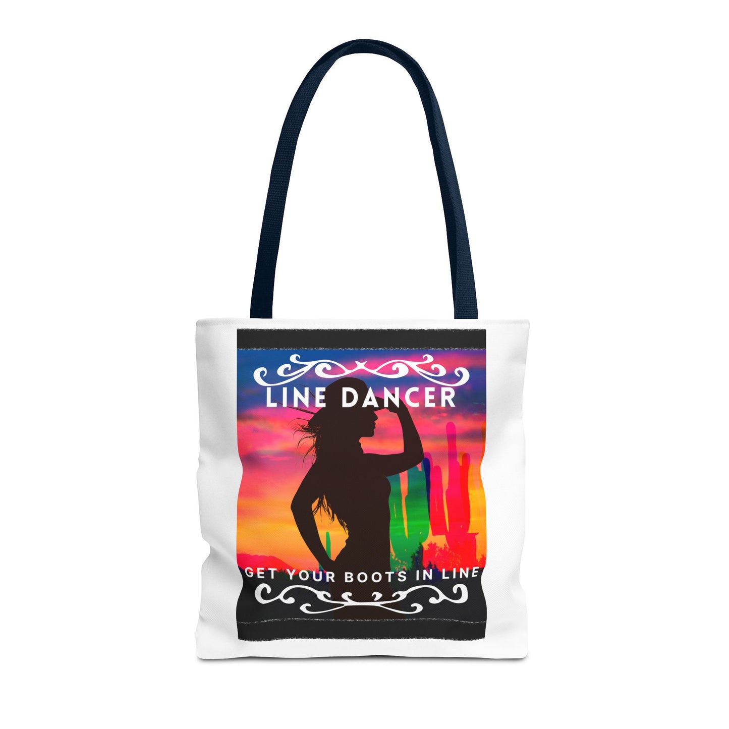 "Line Dancer, Boots on the Ground” Canvas Tote Bag – Cowgirl Graphic | Western Dance Bag for Country Lovers & Line Dancing Fans