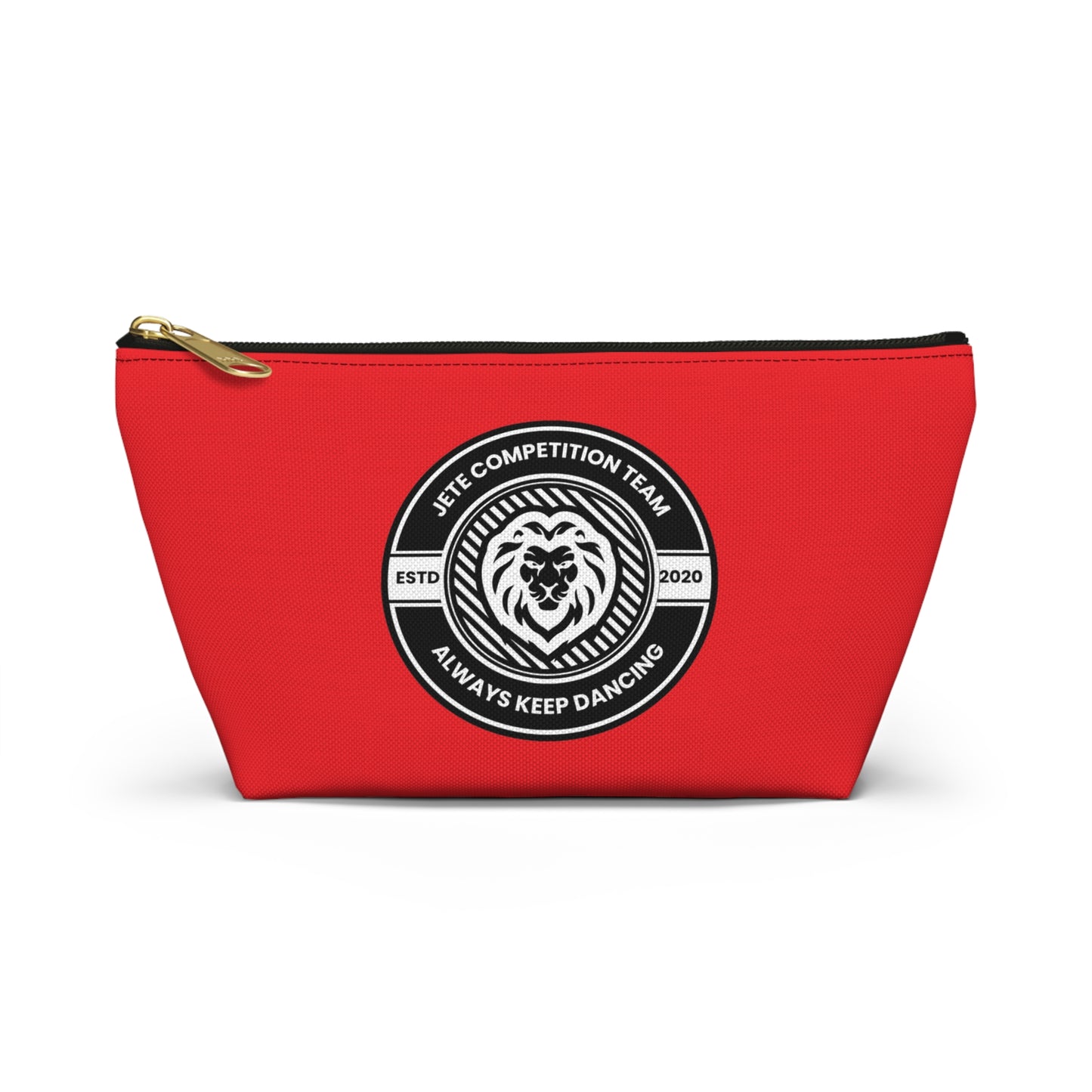 "Jeté Competition Team Always Keep Dancing" Makeup Bag – Collegiate-Inspired Dance Graphic – Team Dance Zipper Pouch for Cosmetics, Accessories & Recital Gifts